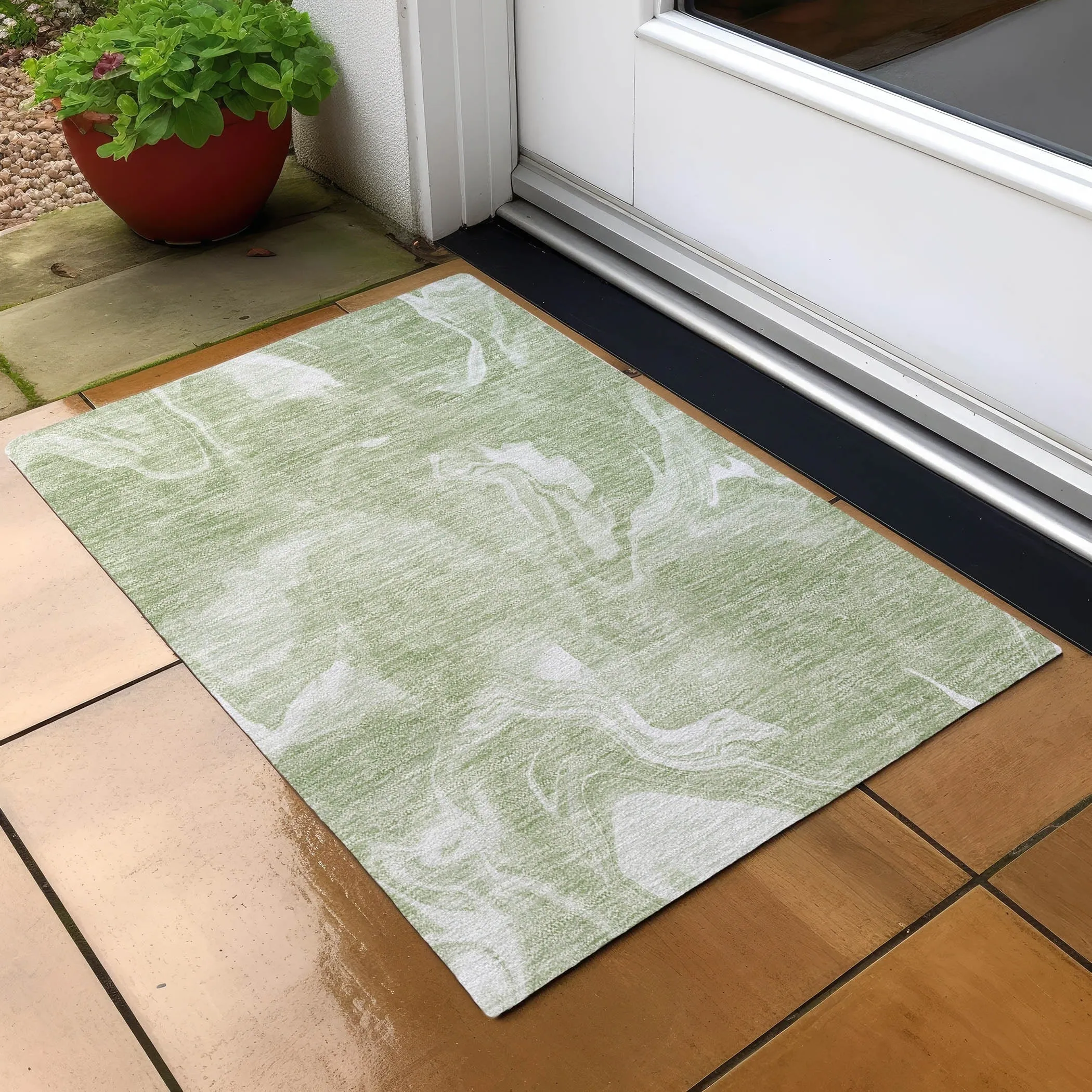 Machine Washable Indoor/ Outdoor Chantille Abstract Motion Rug