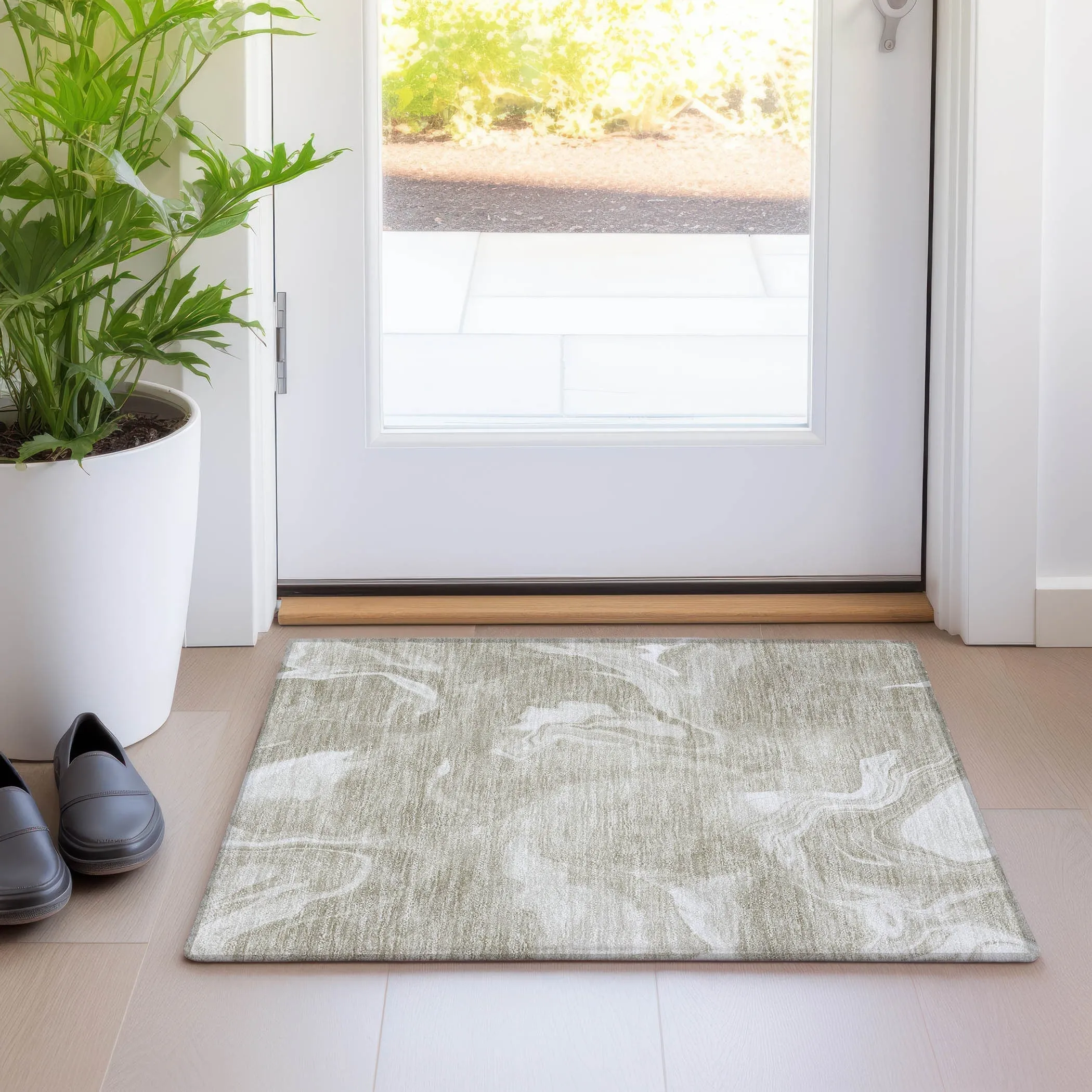 Machine Washable Indoor/ Outdoor Chantille Abstract Motion Rug