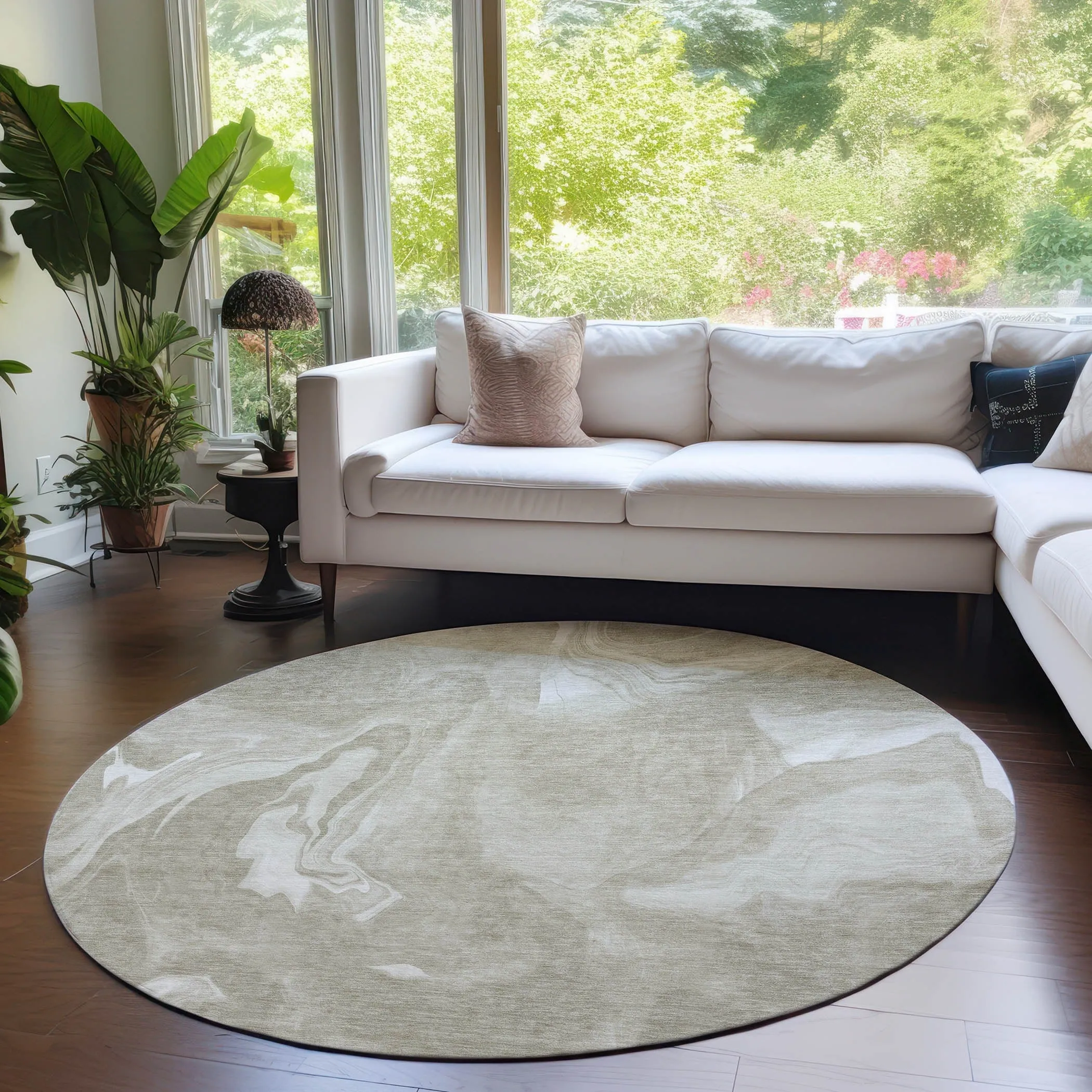 Machine Washable Indoor/ Outdoor Chantille Abstract Motion Rug