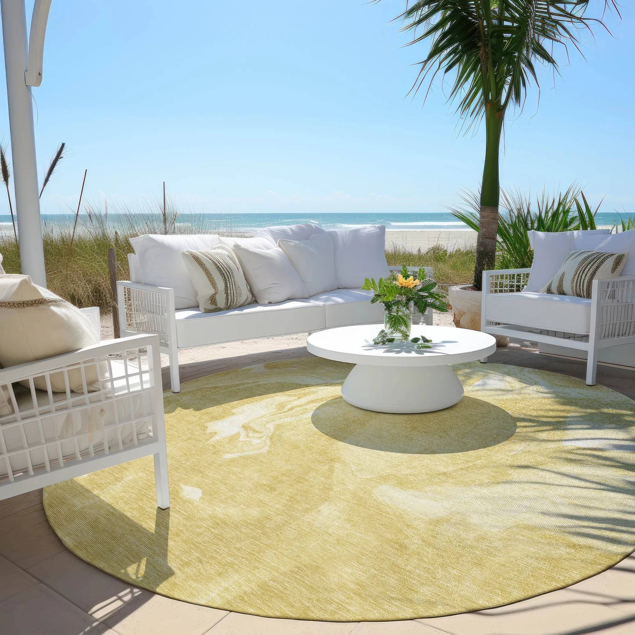 Machine Washable Indoor/ Outdoor Chantille Abstract Motion Rug