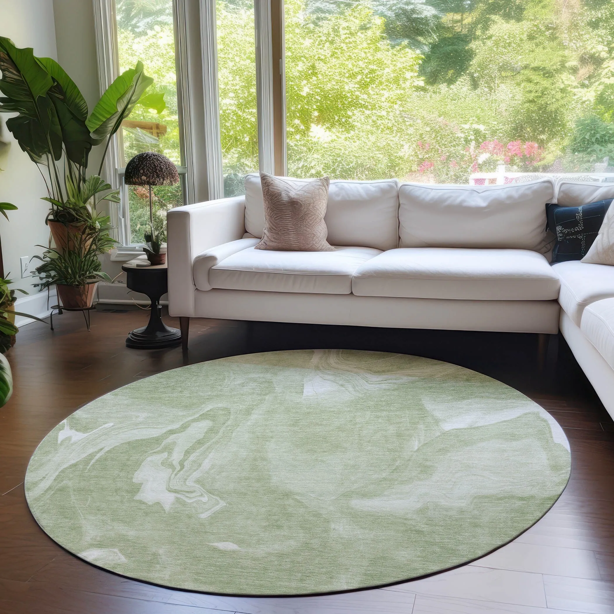 Machine Washable Indoor/ Outdoor Chantille Abstract Motion Rug