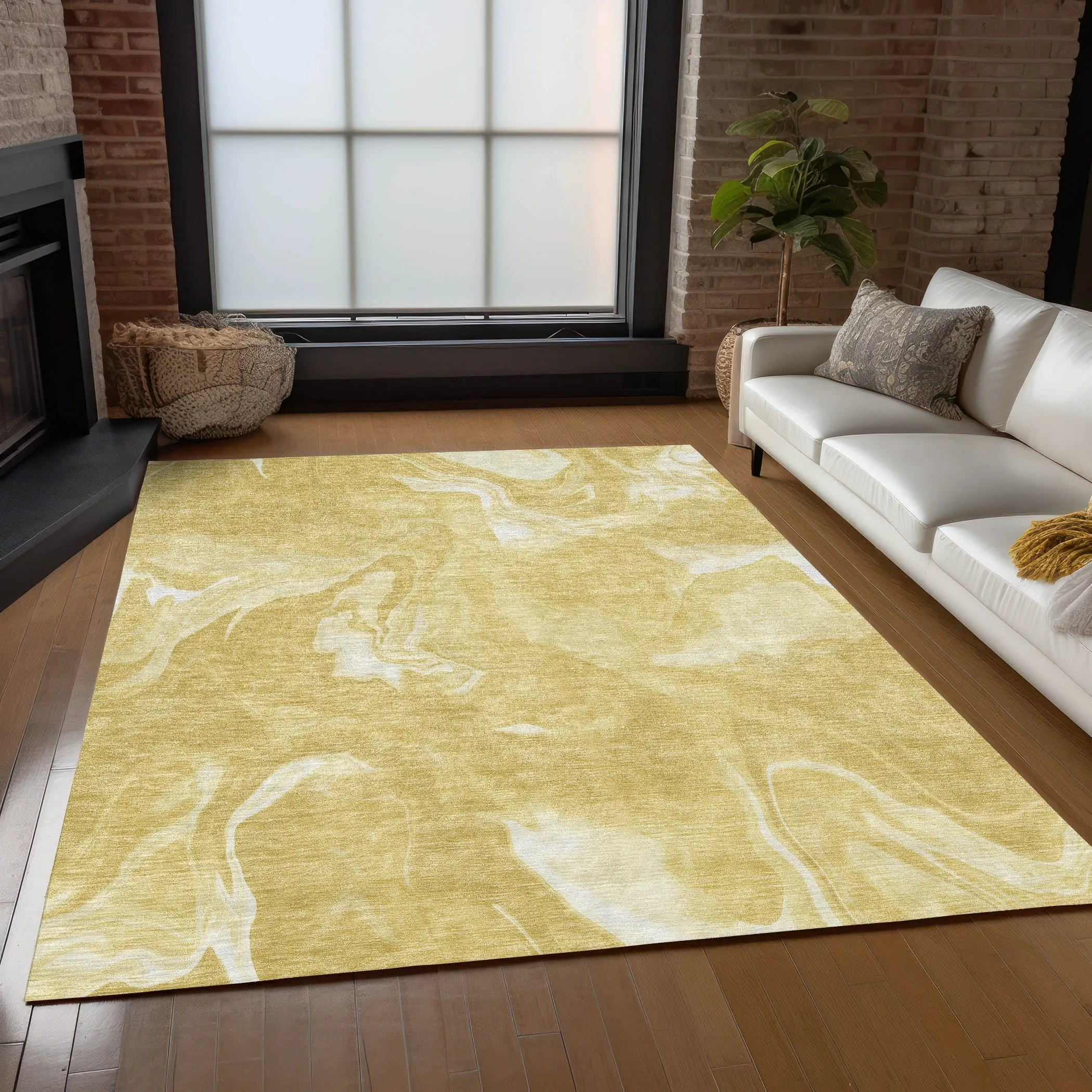 Machine Washable Indoor/ Outdoor Chantille Abstract Motion Rug