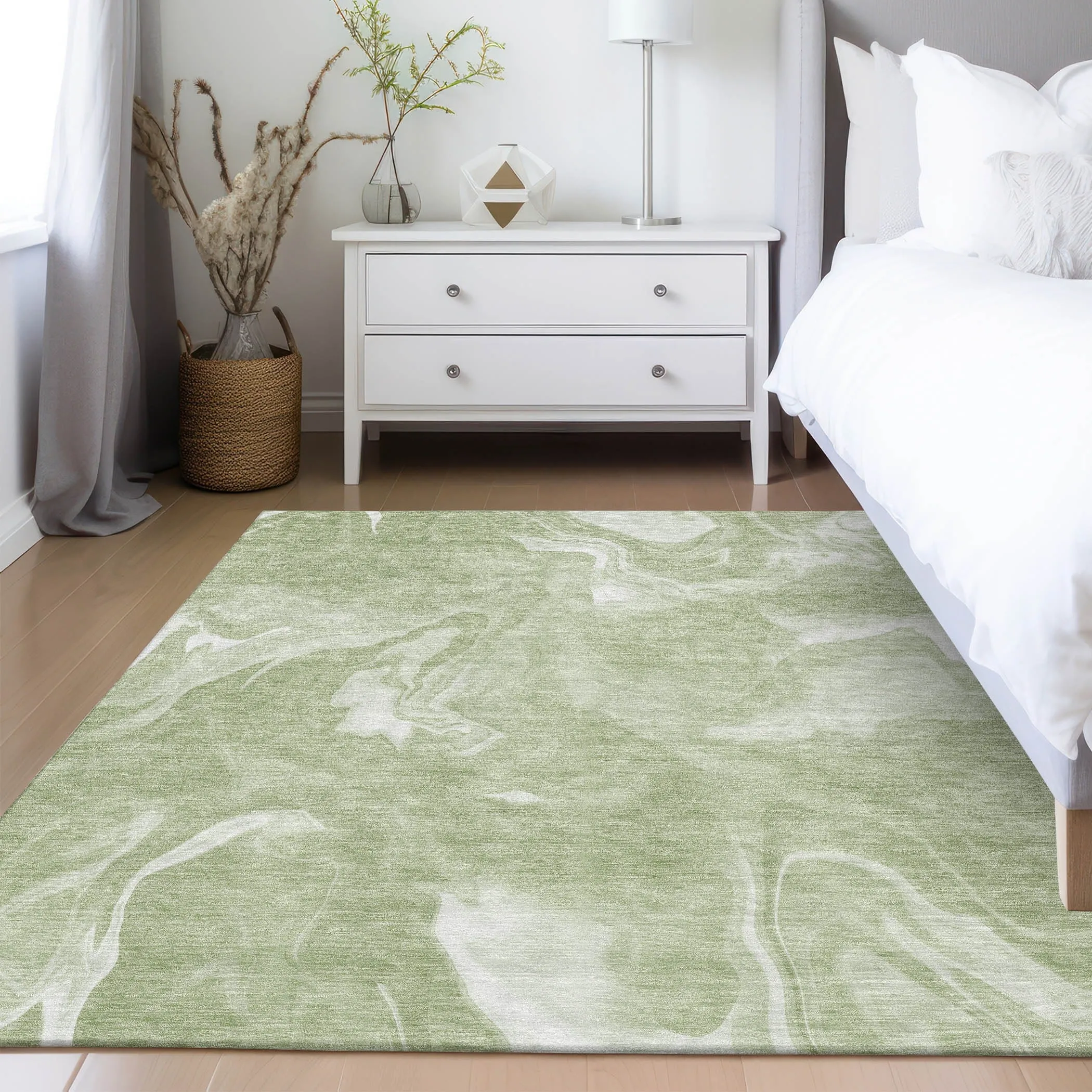 Machine Washable Indoor/ Outdoor Chantille Abstract Motion Rug
