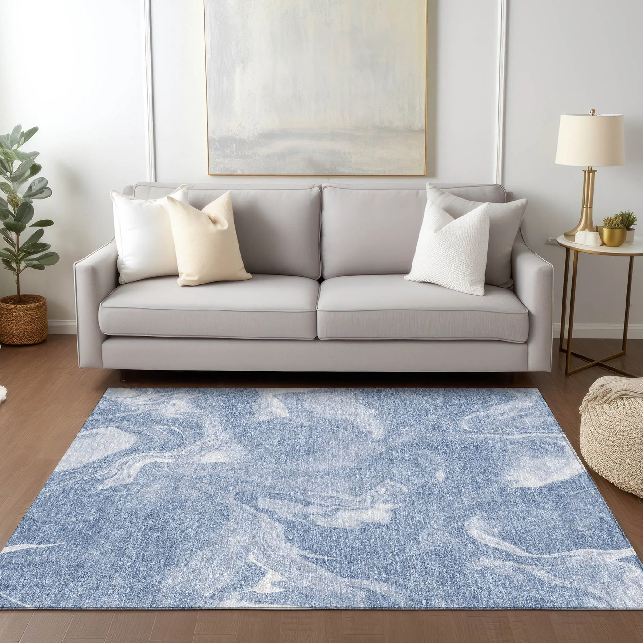 Machine Washable Indoor/ Outdoor Chantille Abstract Motion Rug