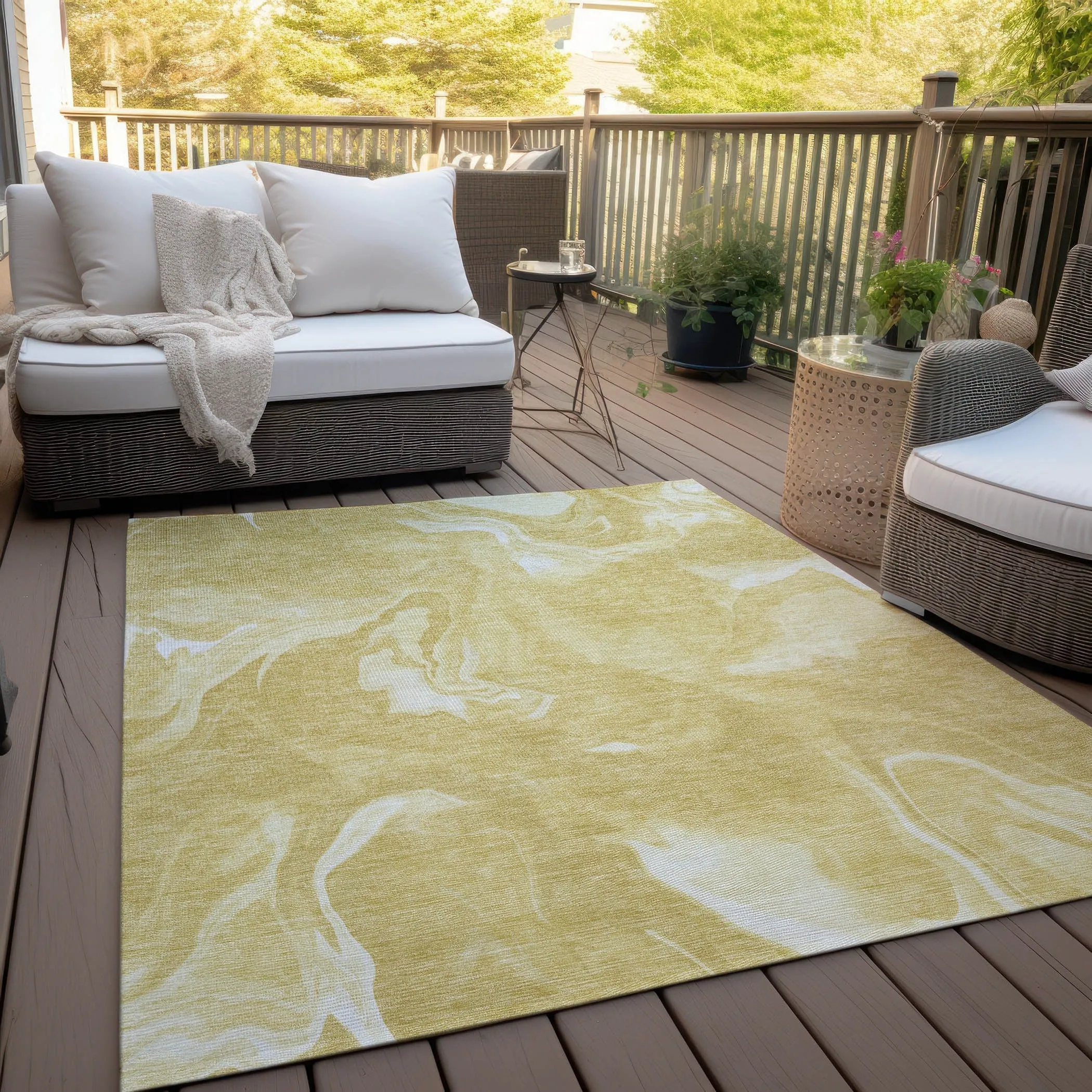 Machine Washable Indoor/ Outdoor Chantille Abstract Motion Rug