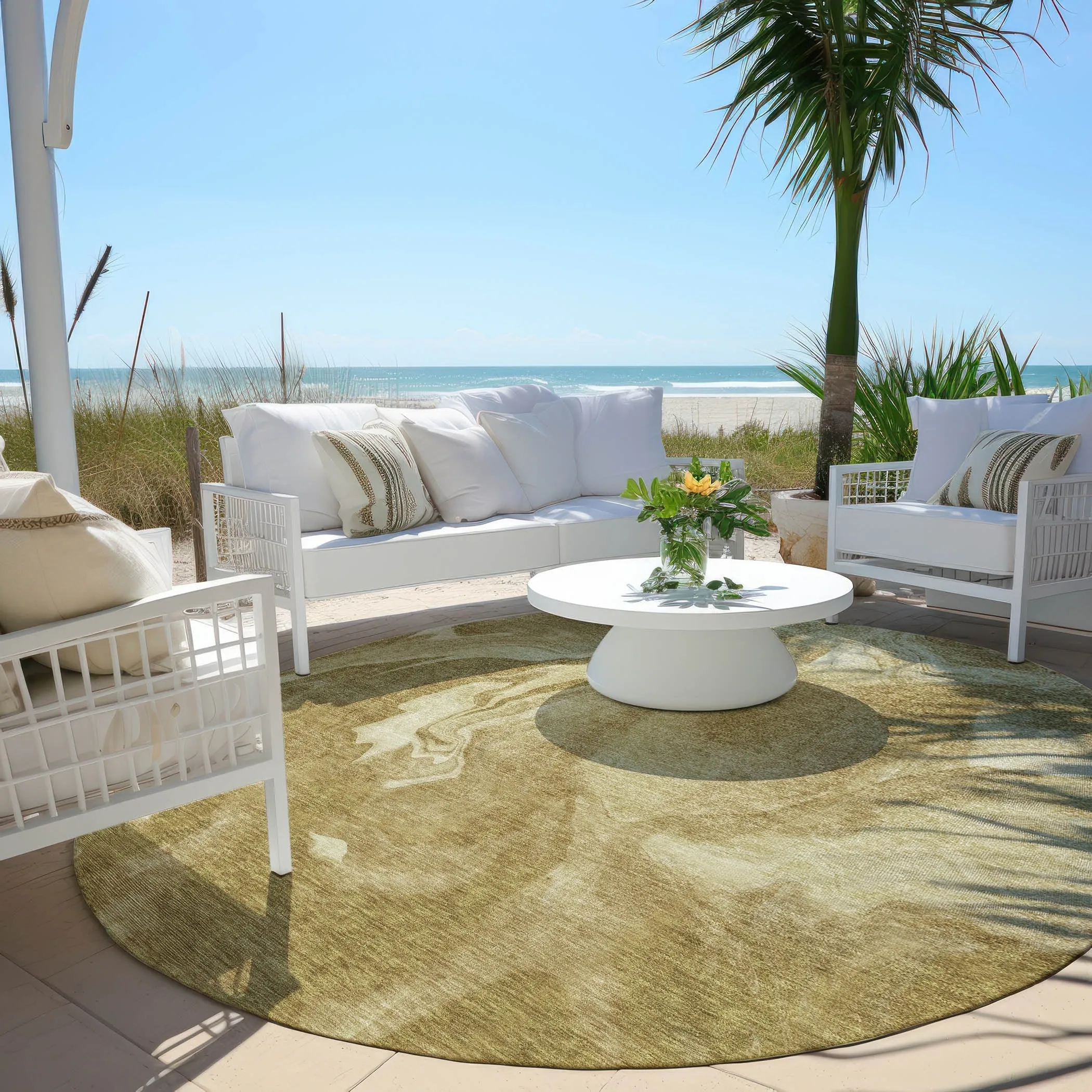 Machine Washable Indoor/ Outdoor Chantille Abstract Motion Rug