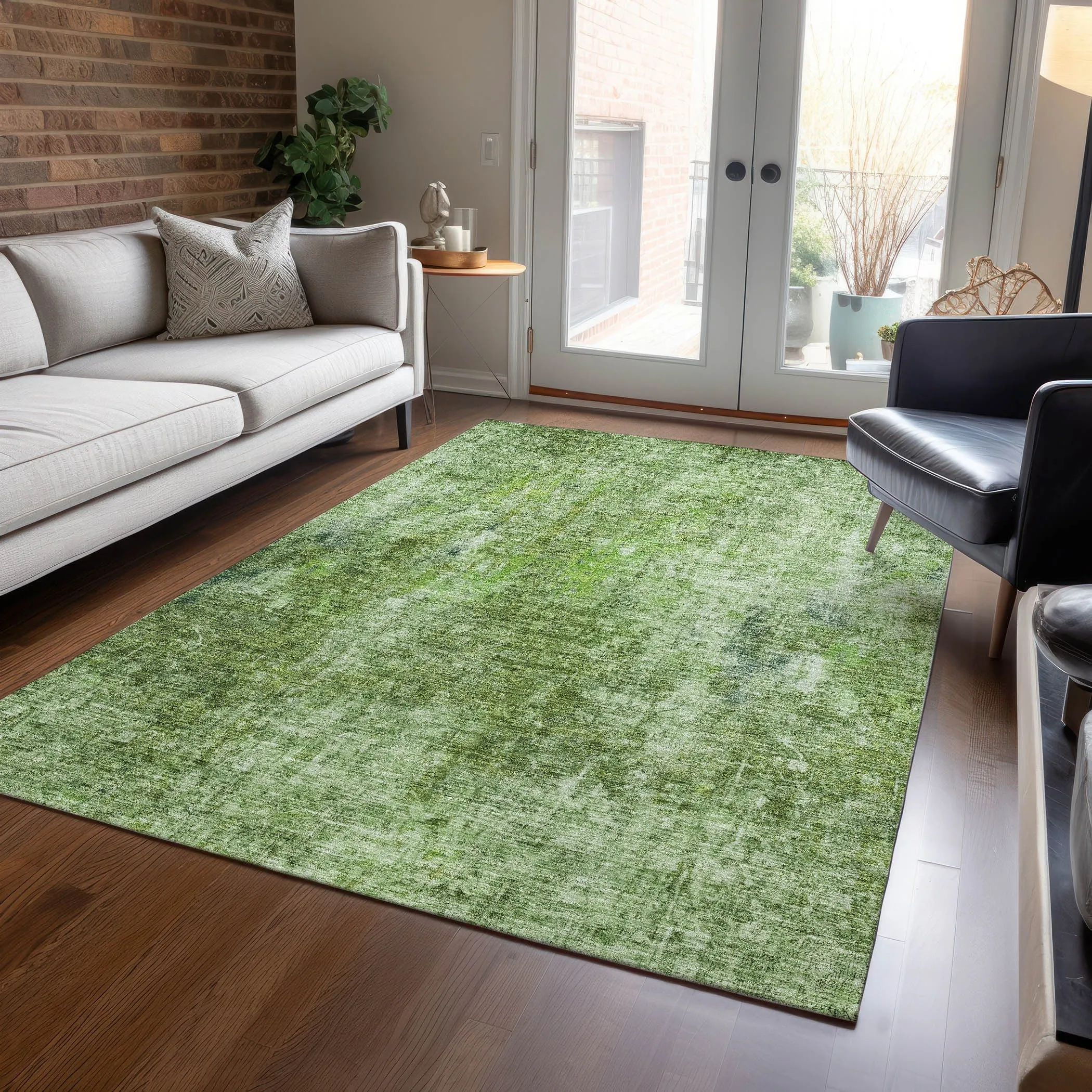 Machine Washable Indoor/ Outdoor Chantille Abstract Solid Rug