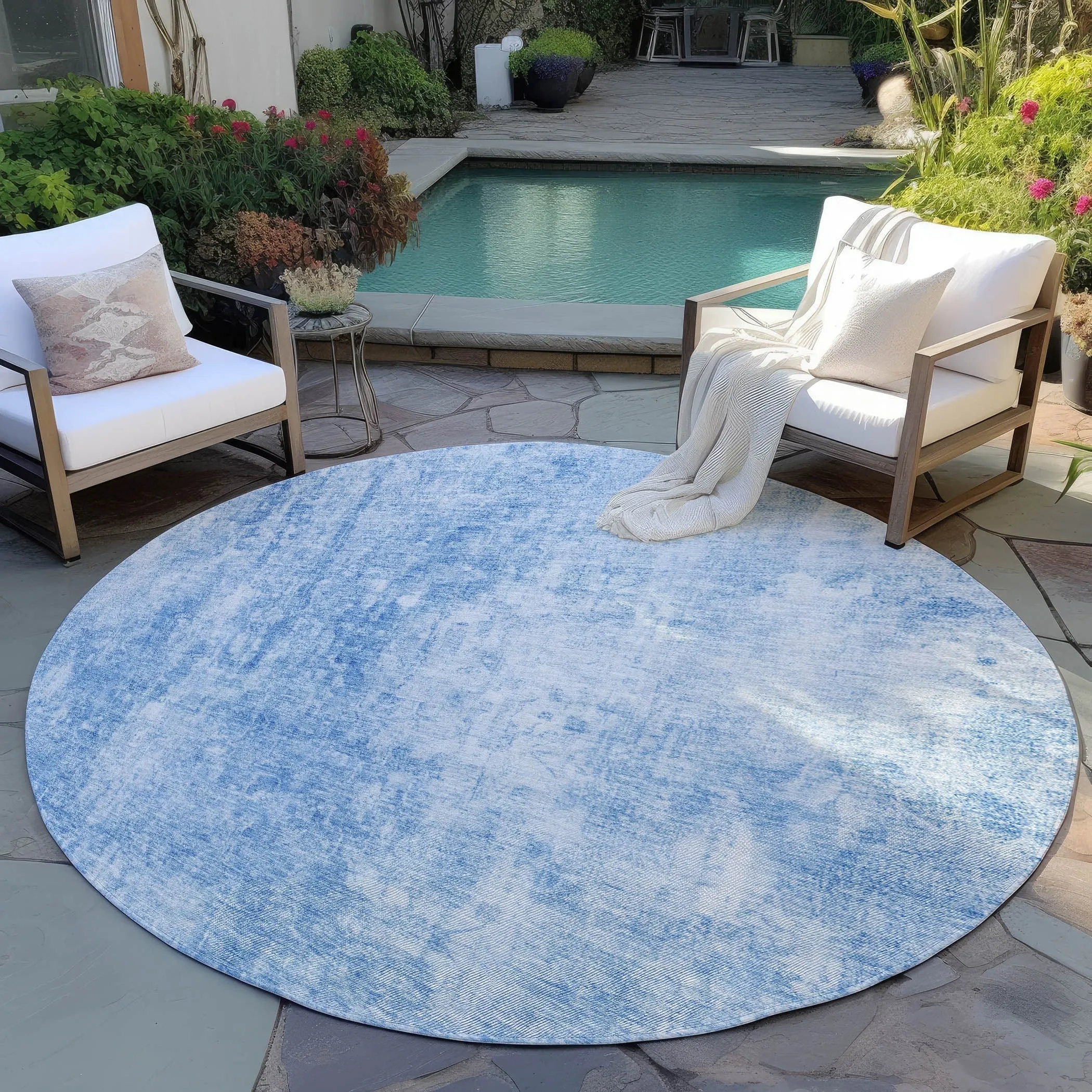 Machine Washable Indoor/ Outdoor Chantille Abstract Solid Rug