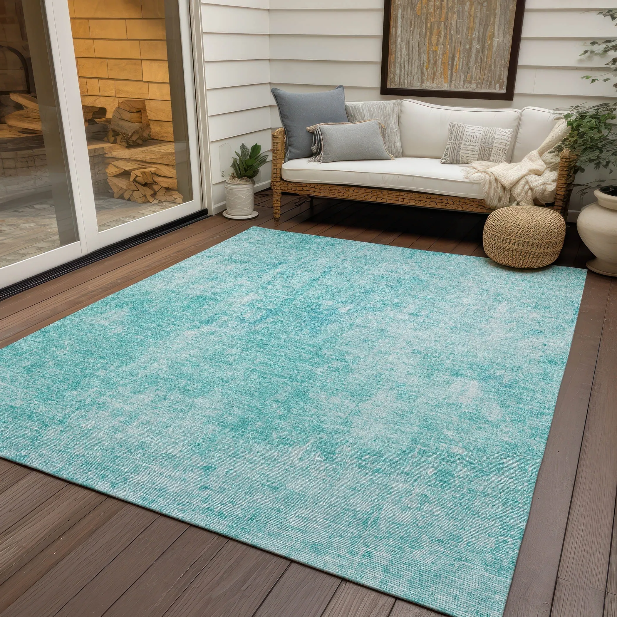 Machine Washable Indoor/ Outdoor Chantille Abstract Solid Rug