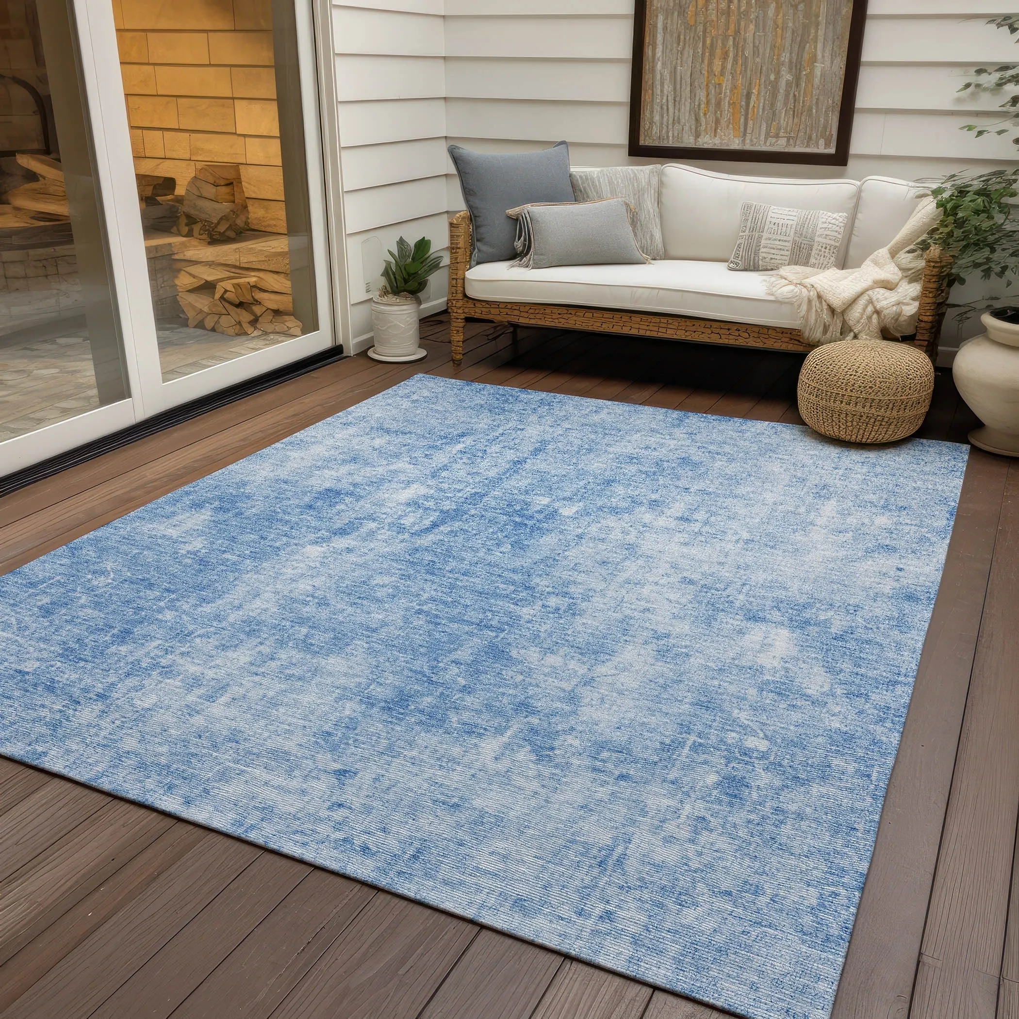 Machine Washable Indoor/ Outdoor Chantille Abstract Solid Rug