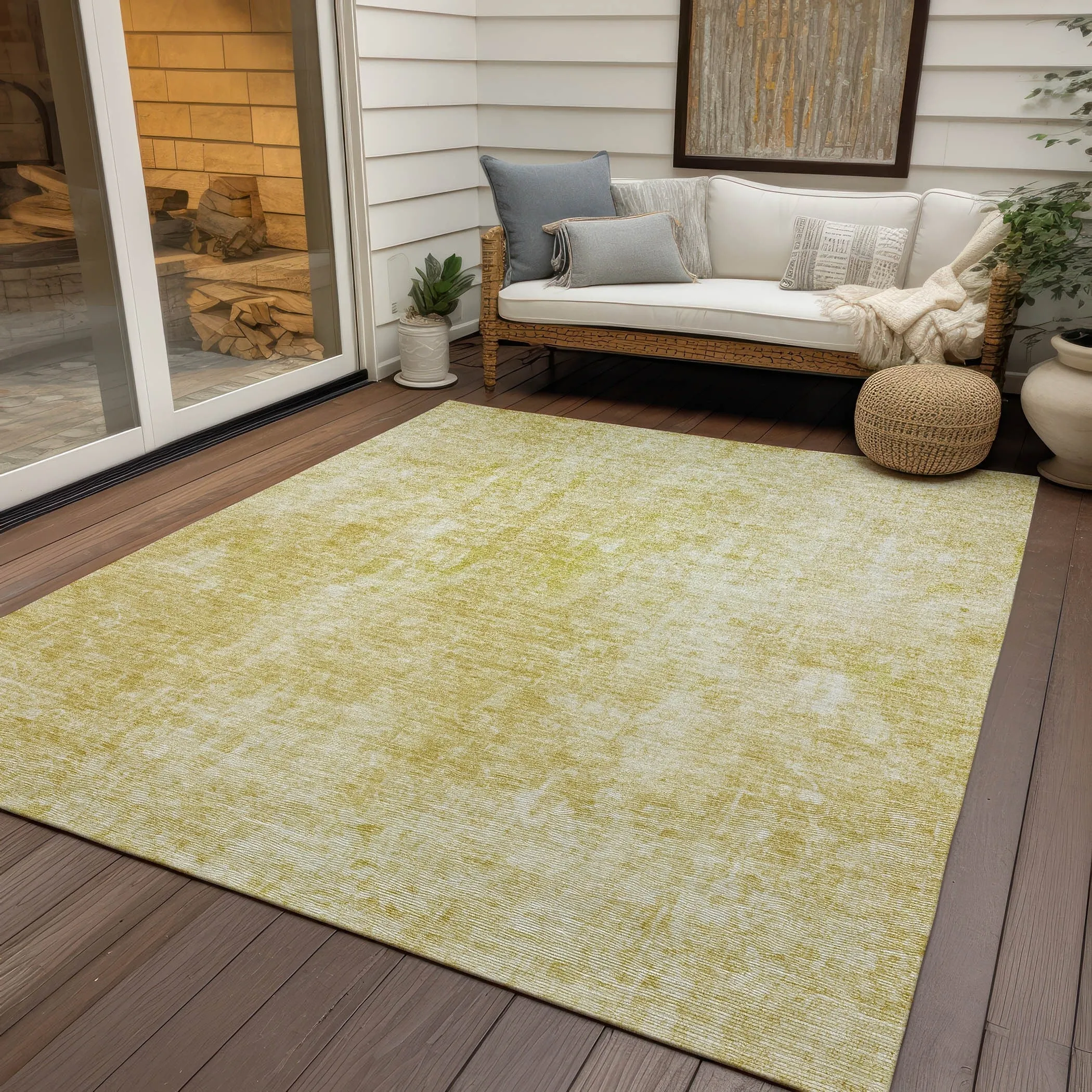 Machine Washable Indoor/ Outdoor Chantille Abstract Solid Rug