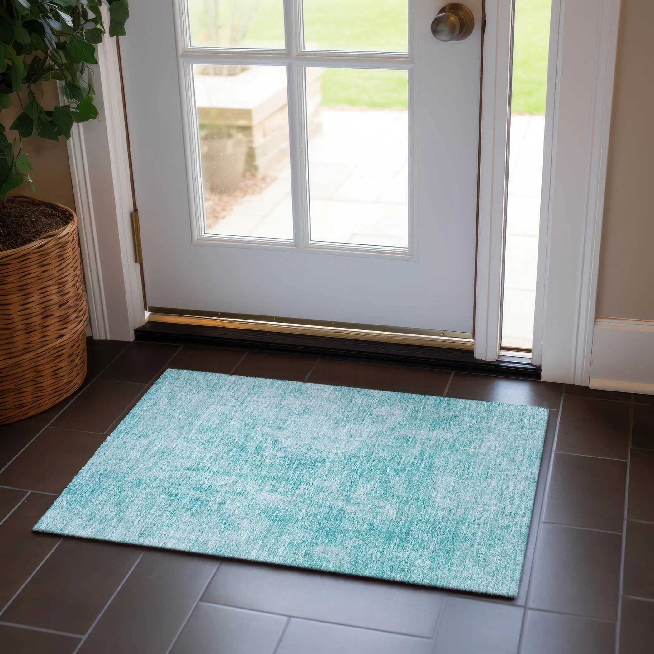 Machine Washable Indoor/ Outdoor Chantille Abstract Solid Rug
