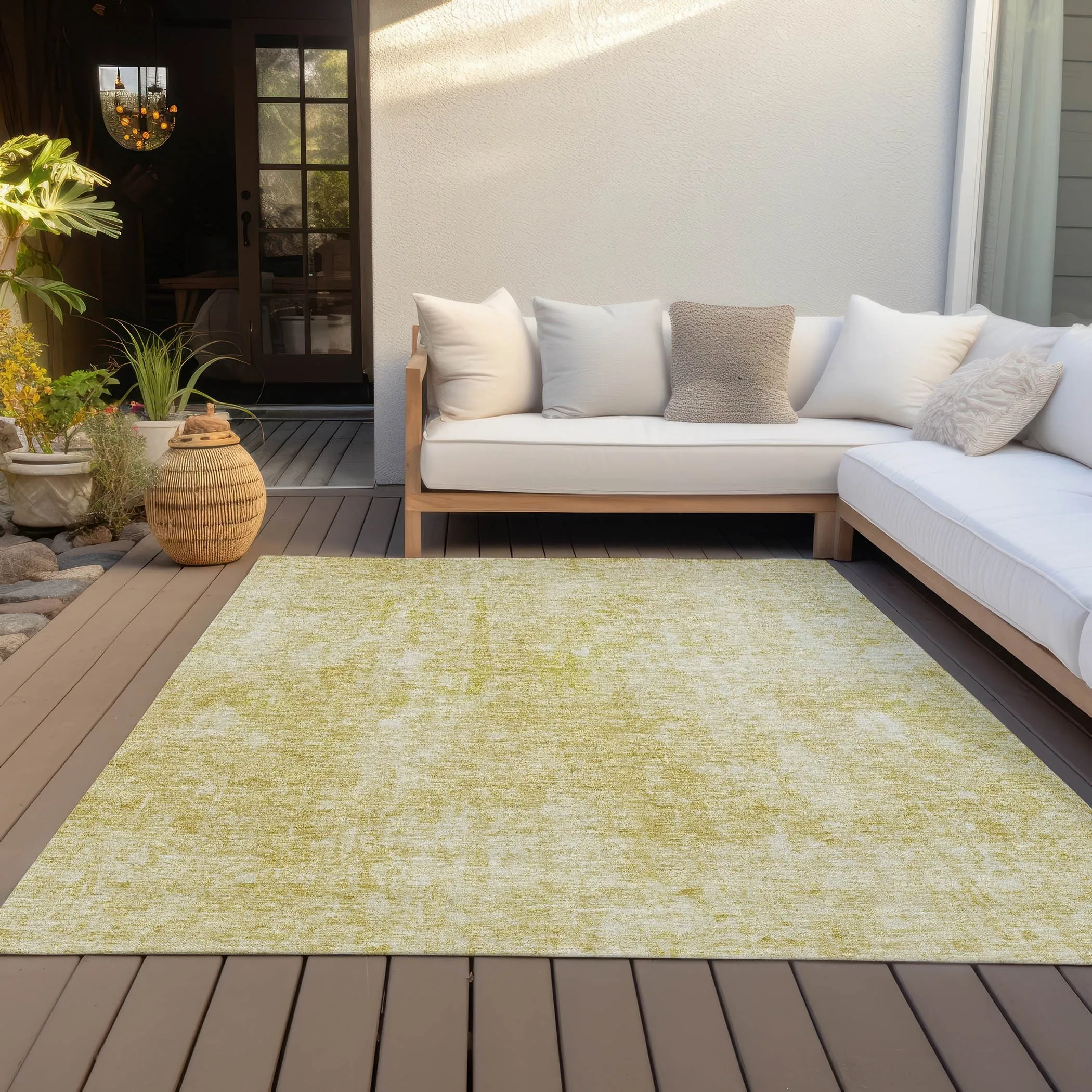 Machine Washable Indoor/ Outdoor Chantille Abstract Solid Rug