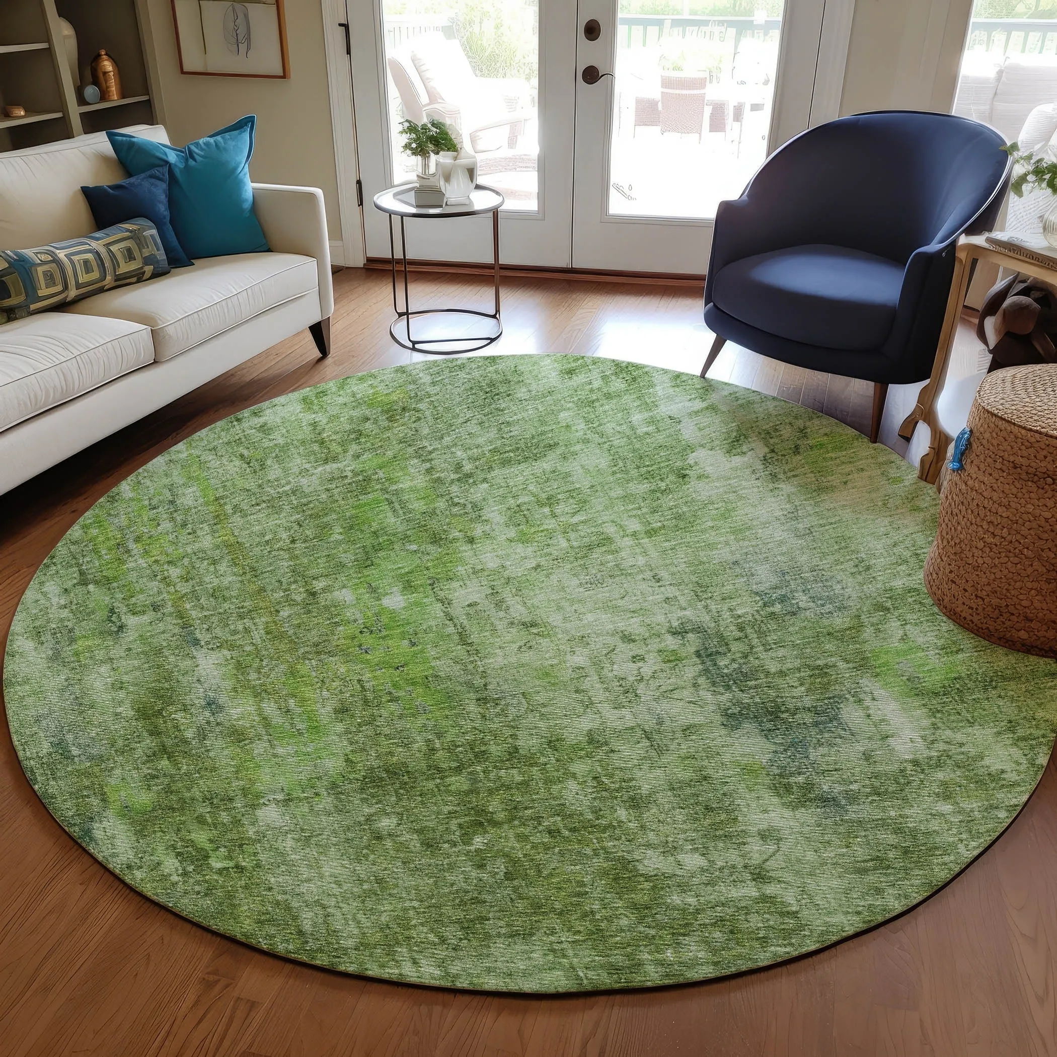 Machine Washable Indoor/ Outdoor Chantille Abstract Solid Rug