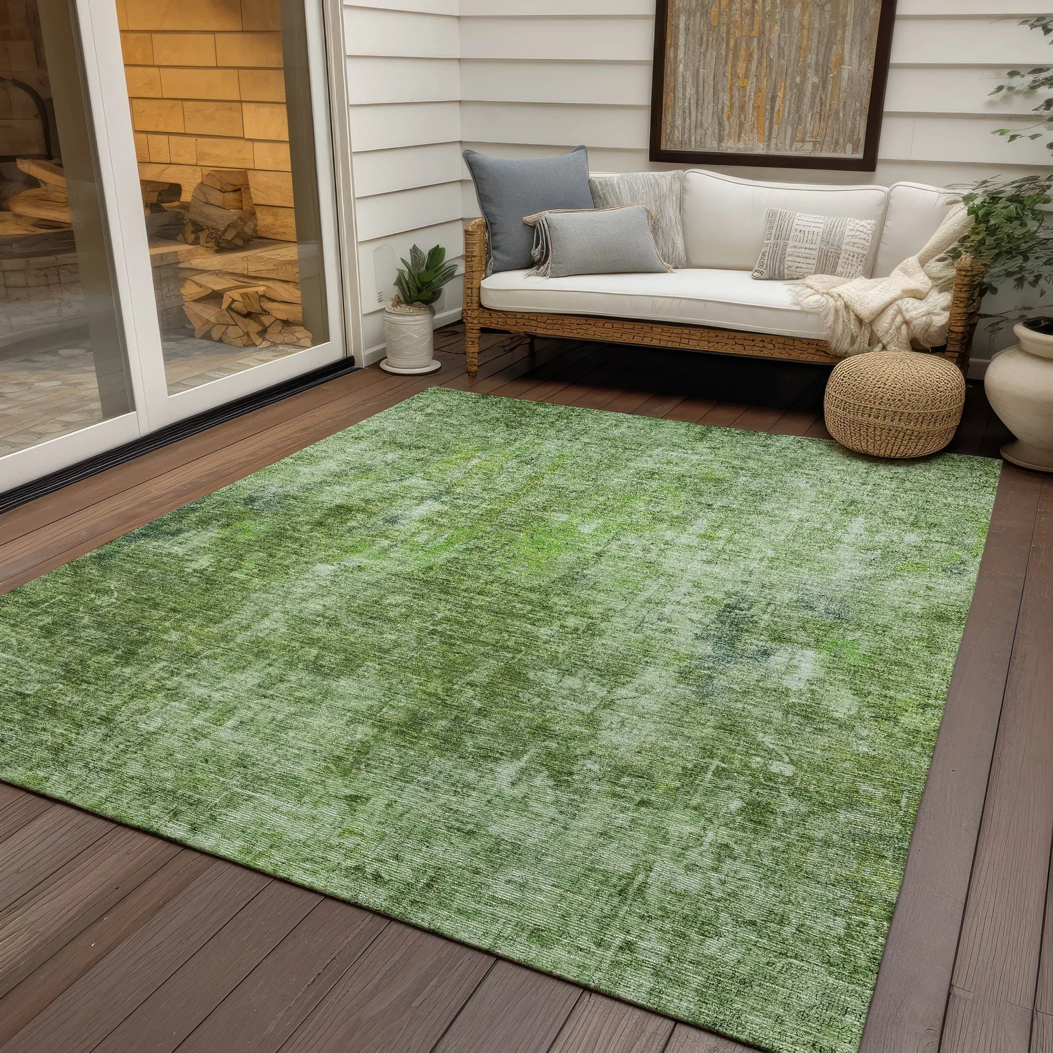 Machine Washable Indoor/ Outdoor Chantille Abstract Solid Rug