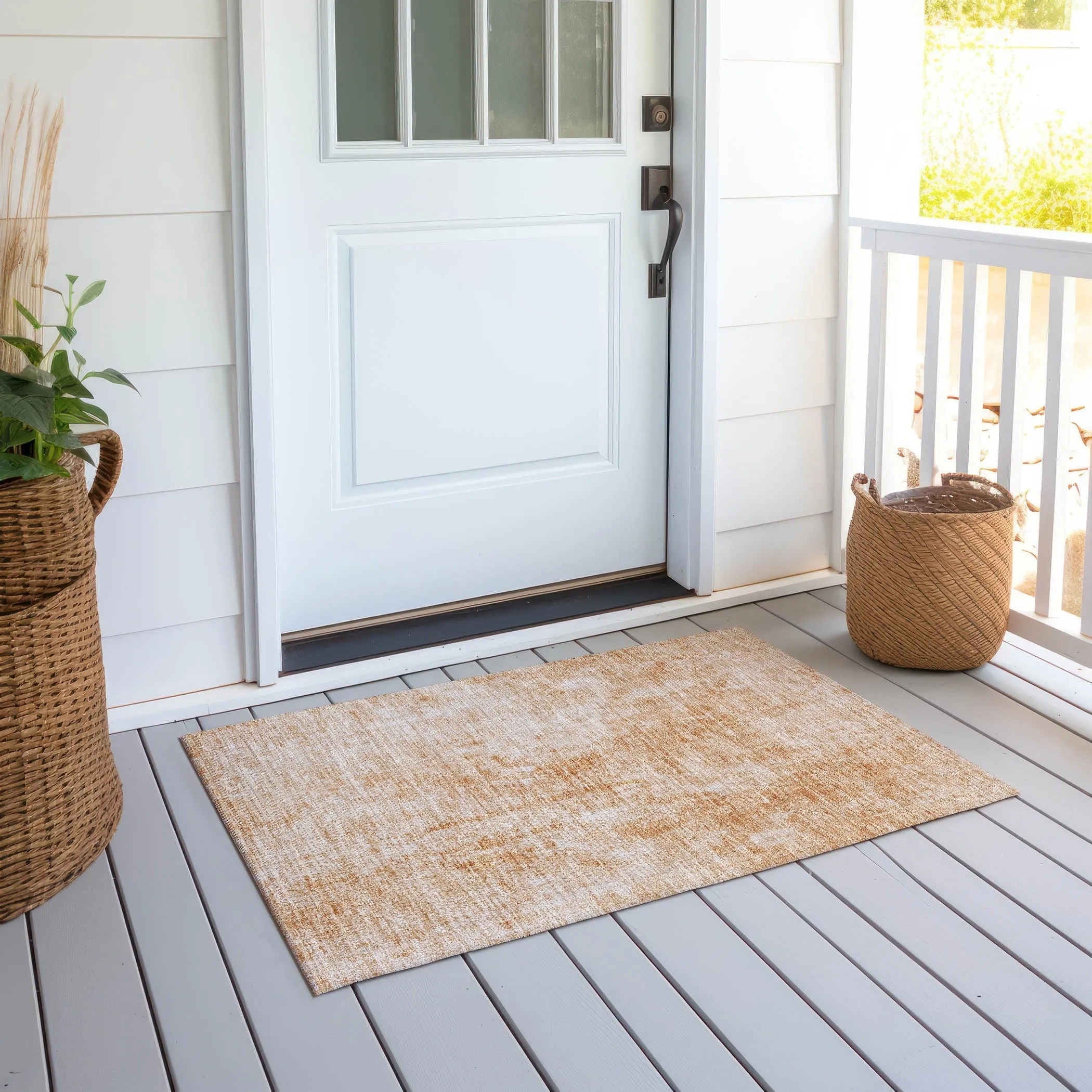 Machine Washable Indoor/ Outdoor Chantille Abstract Solid Rug