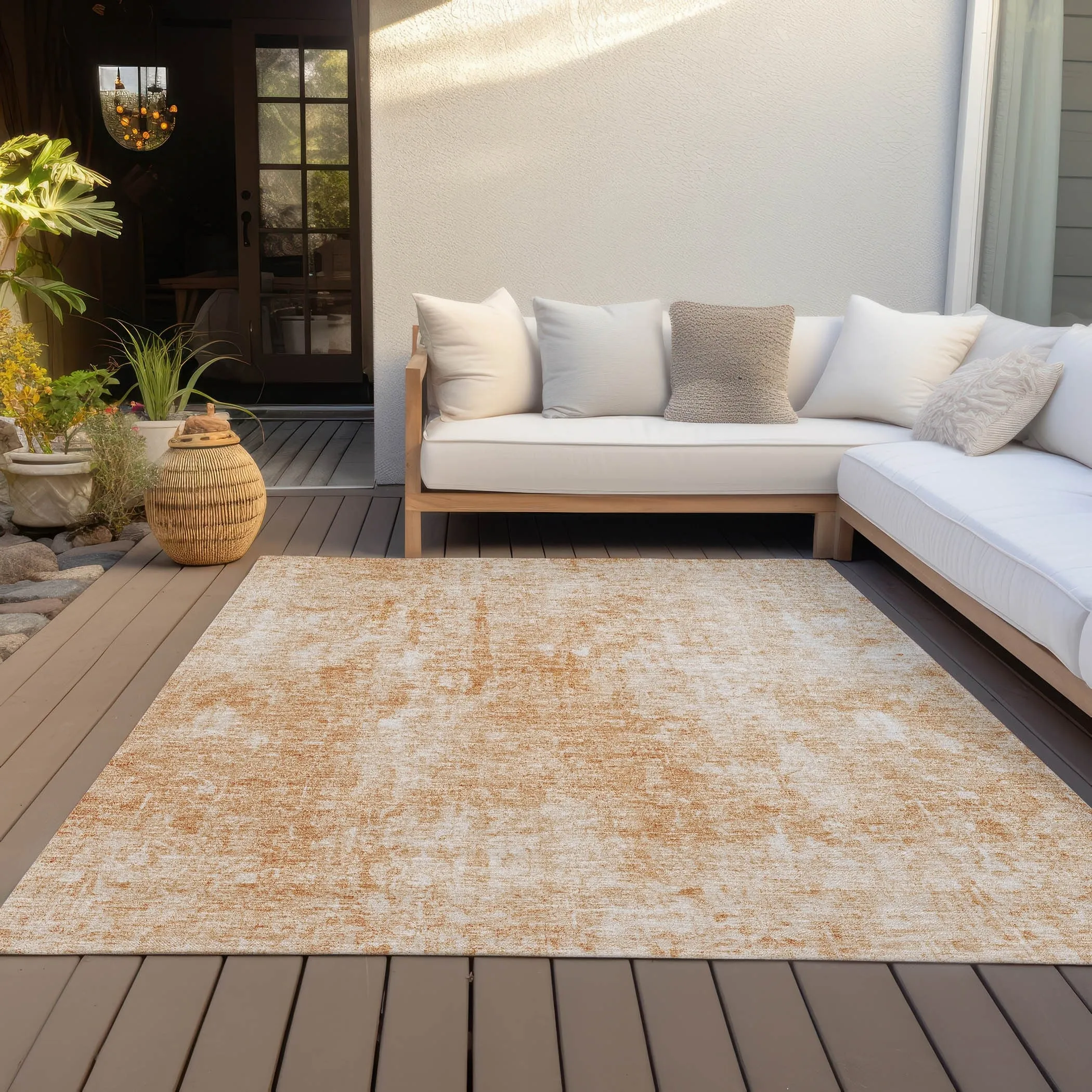 Machine Washable Indoor/ Outdoor Chantille Abstract Solid Rug