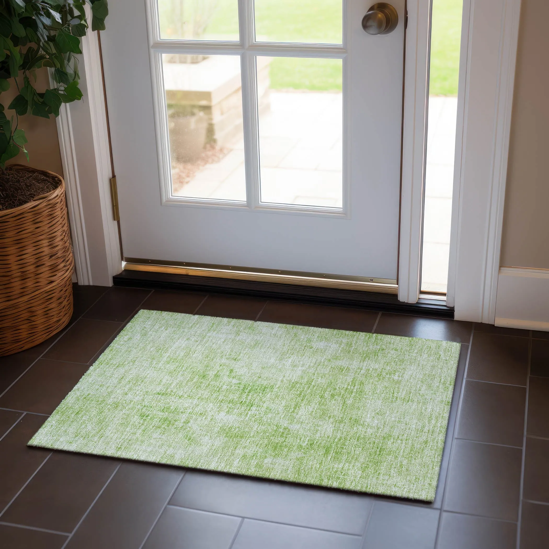 Machine Washable Indoor/ Outdoor Chantille Abstract Solid Rug