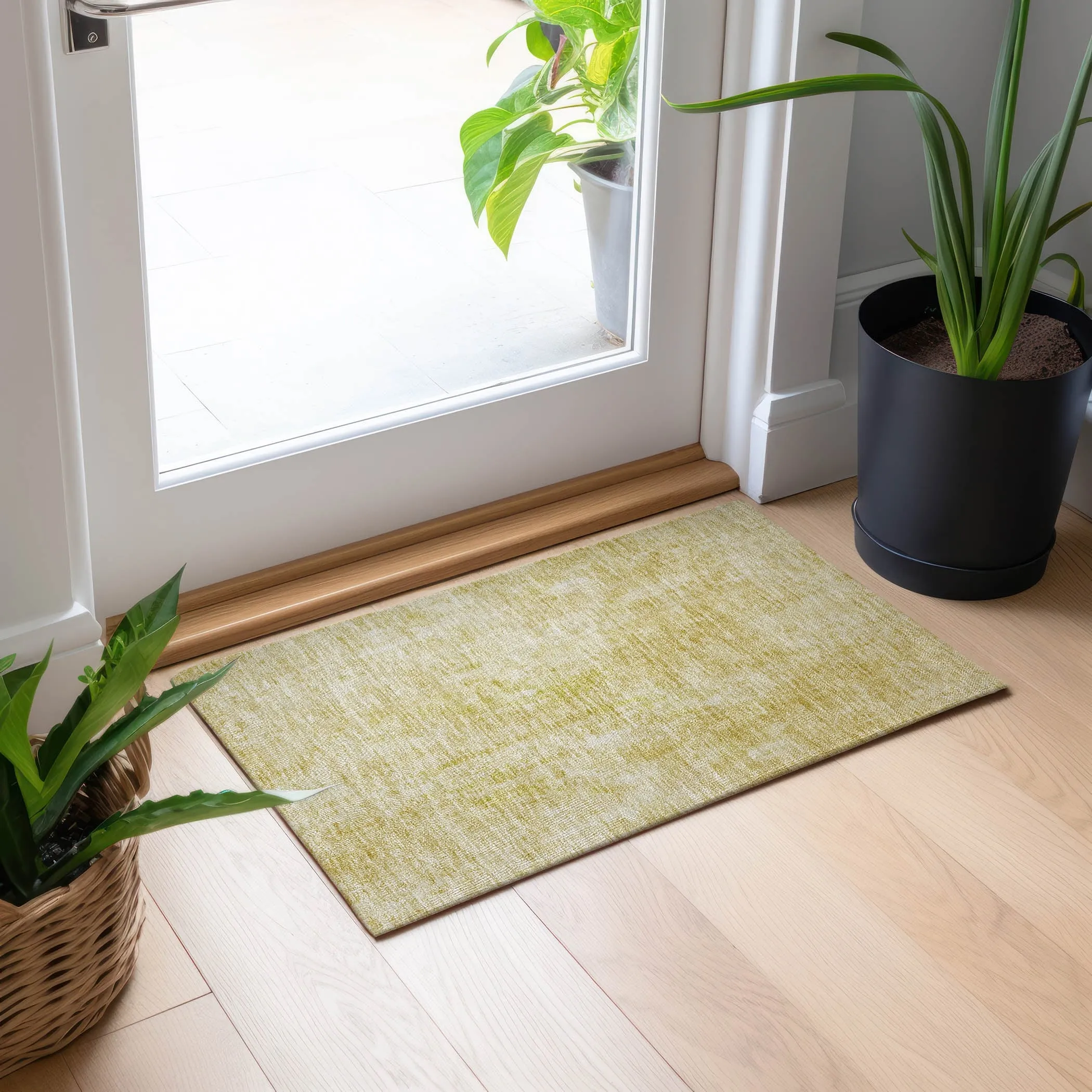 Machine Washable Indoor/ Outdoor Chantille Abstract Solid Rug