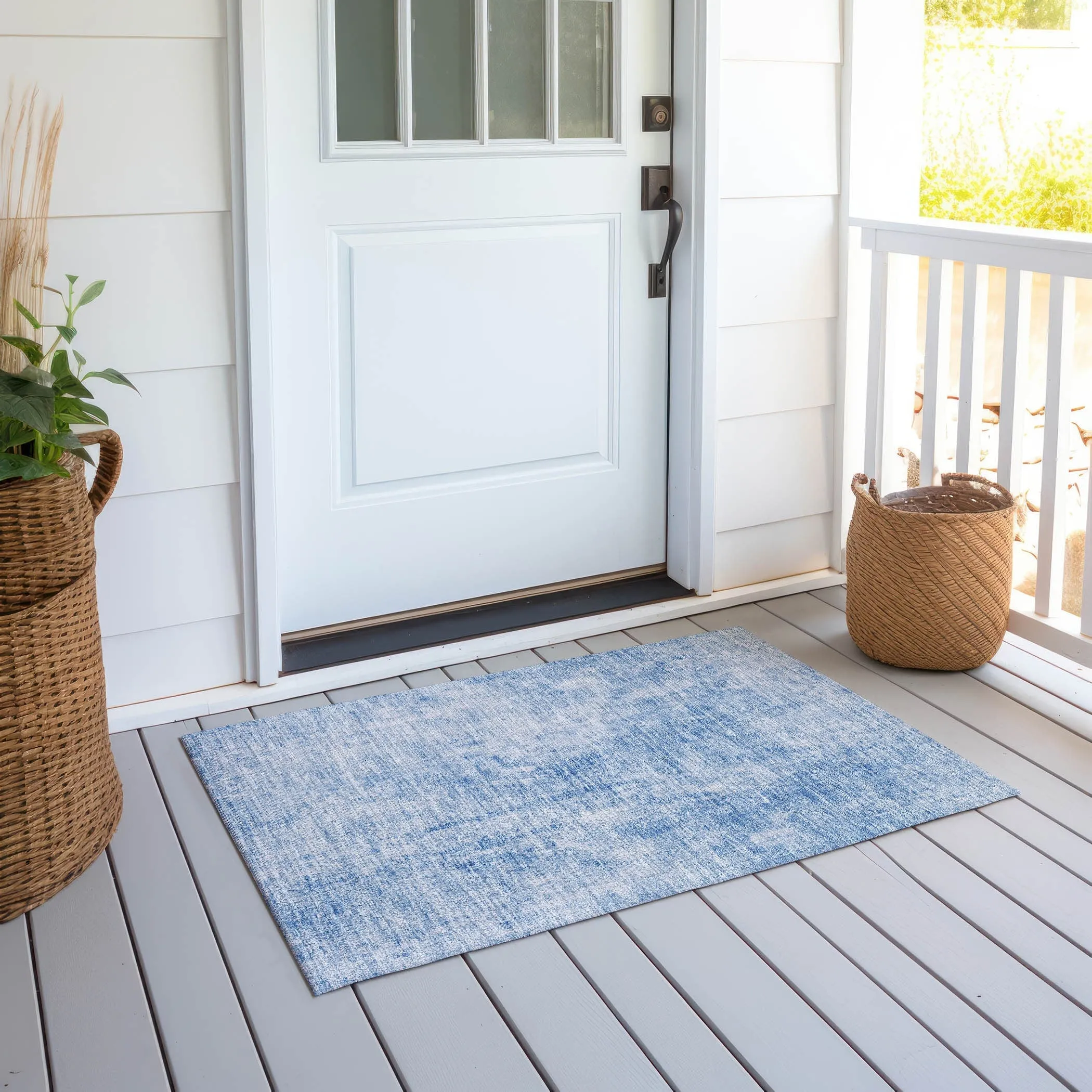 Machine Washable Indoor/ Outdoor Chantille Abstract Solid Rug