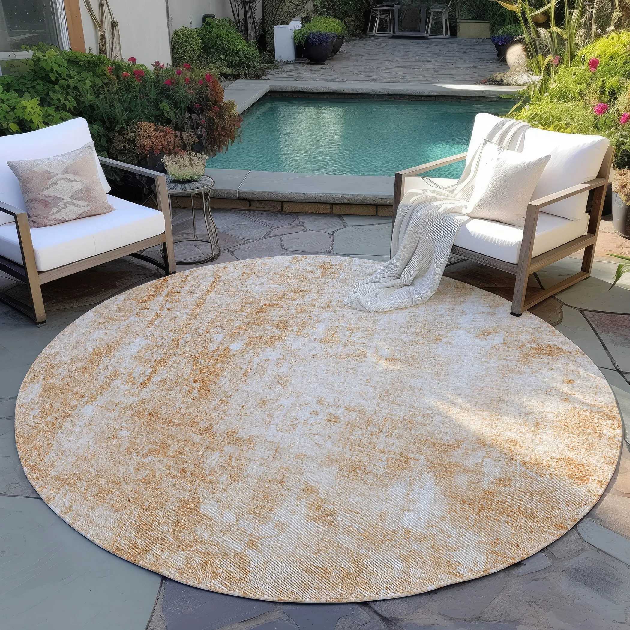 Machine Washable Indoor/ Outdoor Chantille Abstract Solid Rug