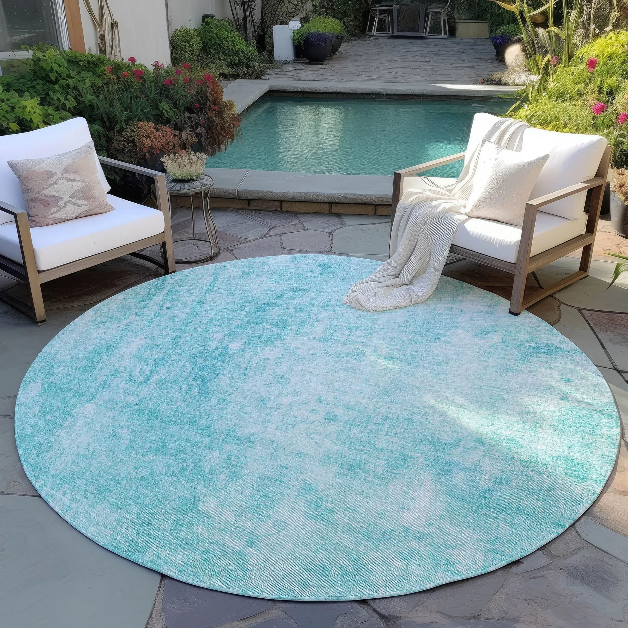 Machine Washable Indoor/ Outdoor Chantille Abstract Solid Rug