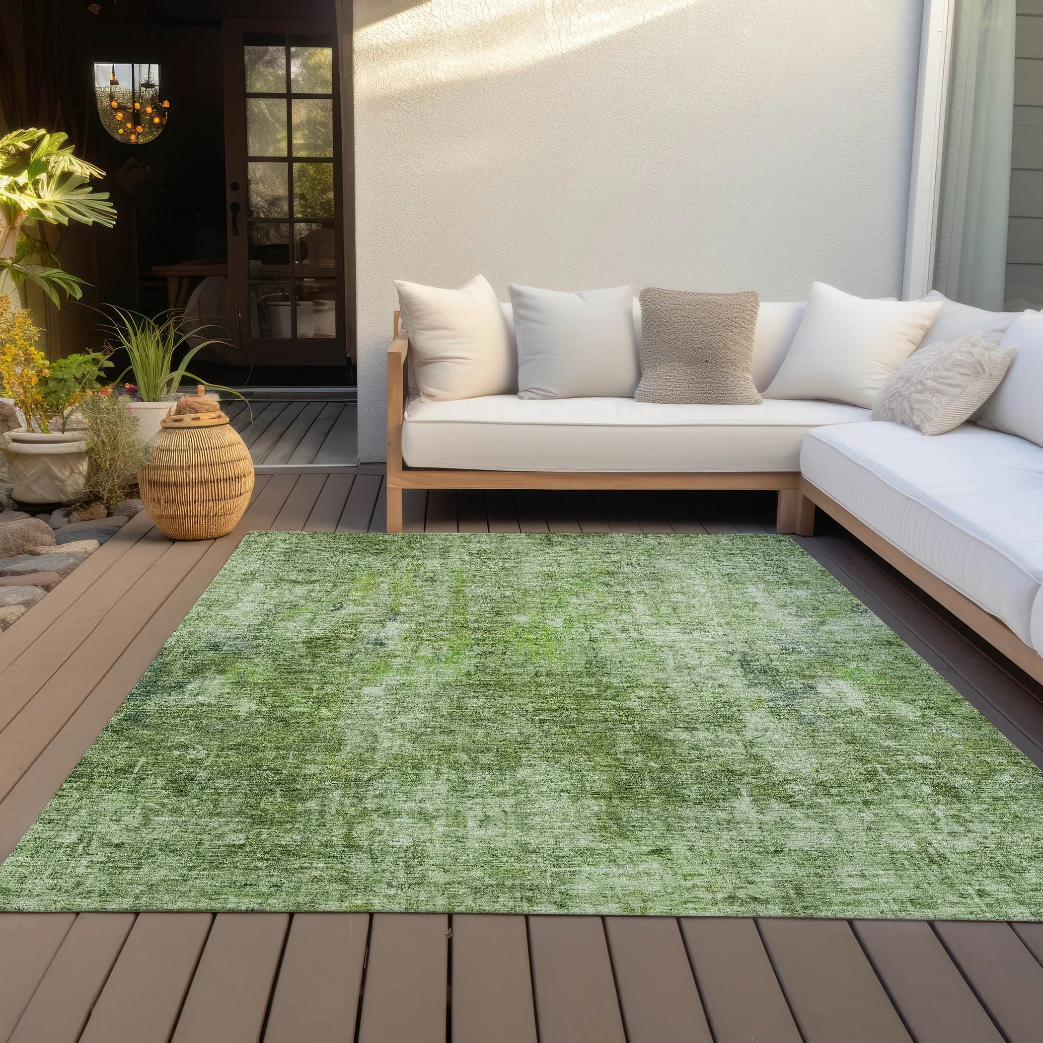 Machine Washable Indoor/ Outdoor Chantille Abstract Solid Rug