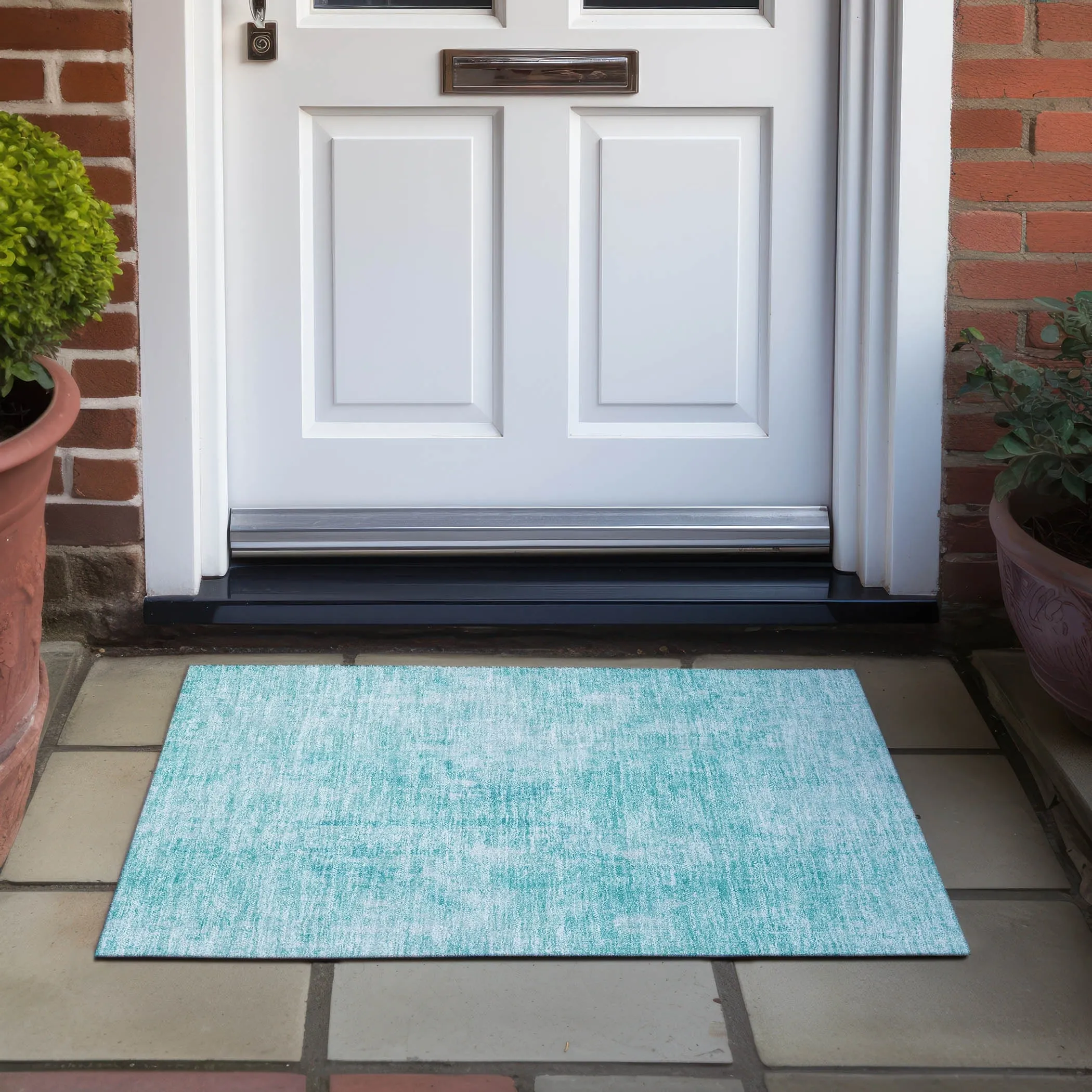 Machine Washable Indoor/ Outdoor Chantille Abstract Solid Rug