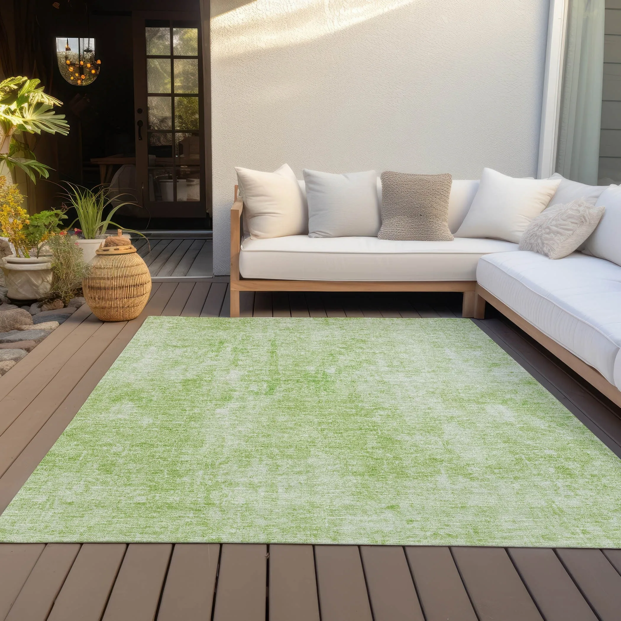 Machine Washable Indoor/ Outdoor Chantille Abstract Solid Rug