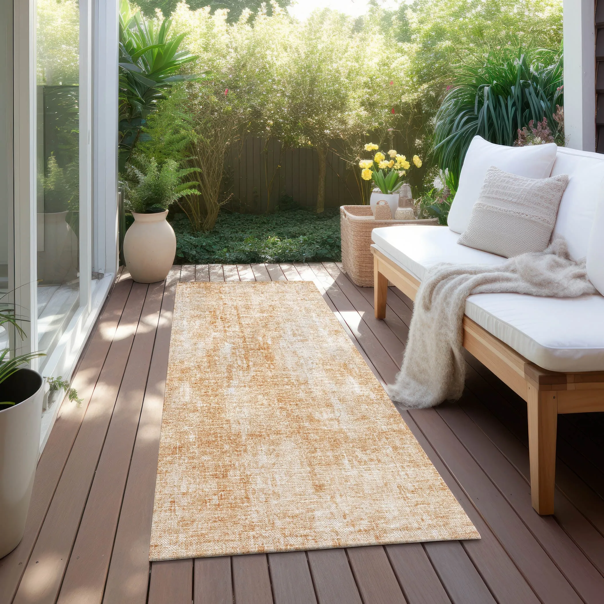 Machine Washable Indoor/ Outdoor Chantille Abstract Solid Rug