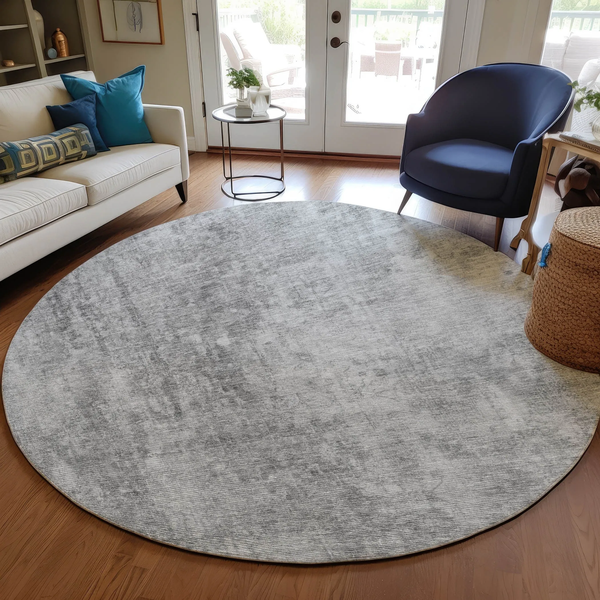 Machine Washable Indoor/ Outdoor Chantille Abstract Solid Rug
