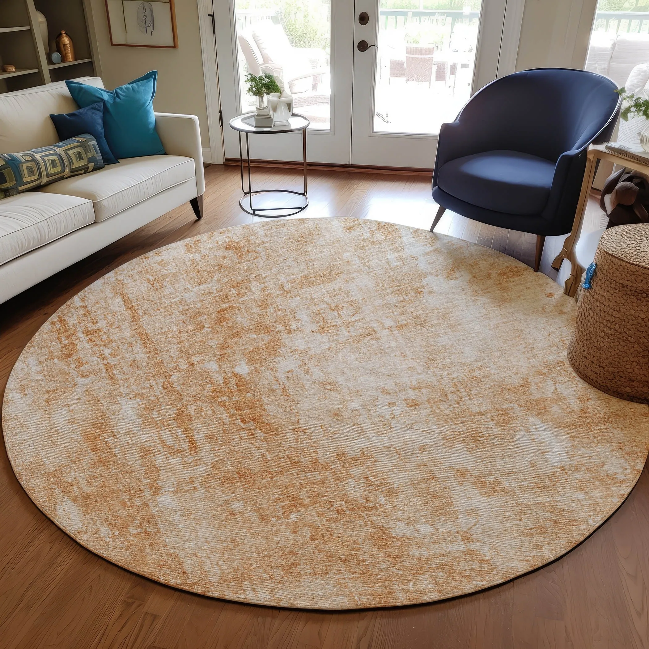 Machine Washable Indoor/ Outdoor Chantille Abstract Solid Rug