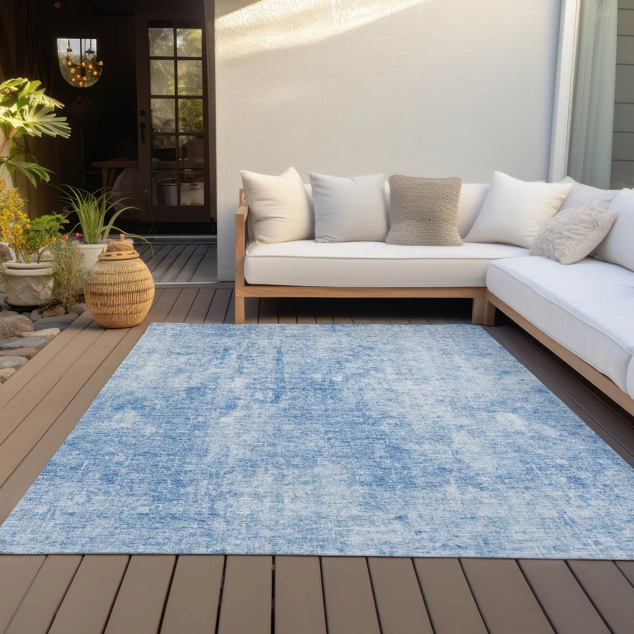 Machine Washable Indoor/ Outdoor Chantille Abstract Solid Rug