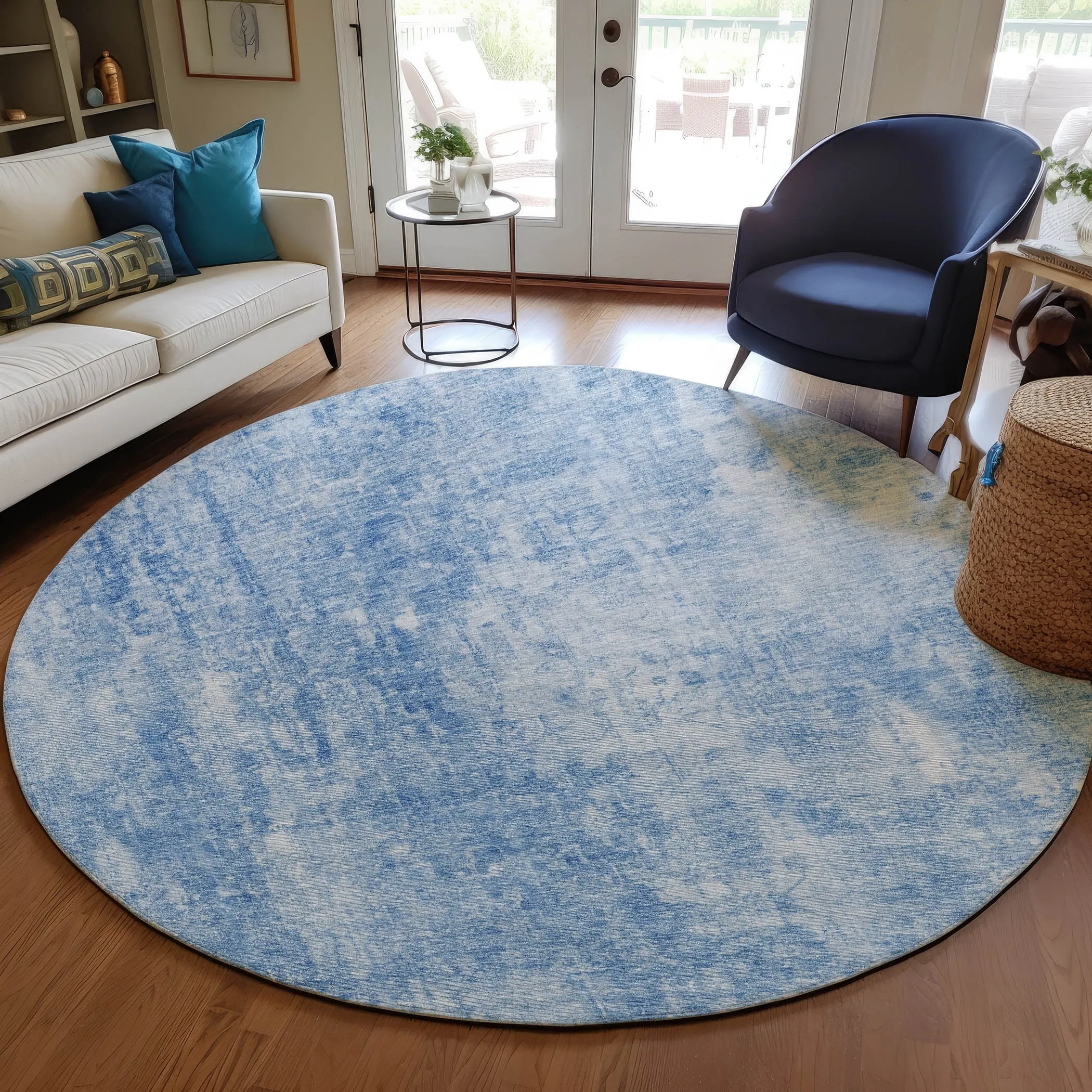 Machine Washable Indoor/ Outdoor Chantille Abstract Solid Rug