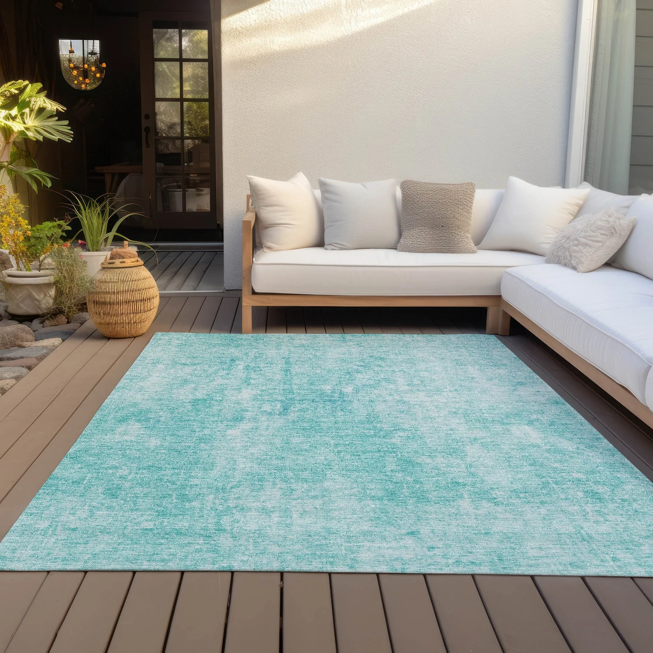 Machine Washable Indoor/ Outdoor Chantille Abstract Solid Rug