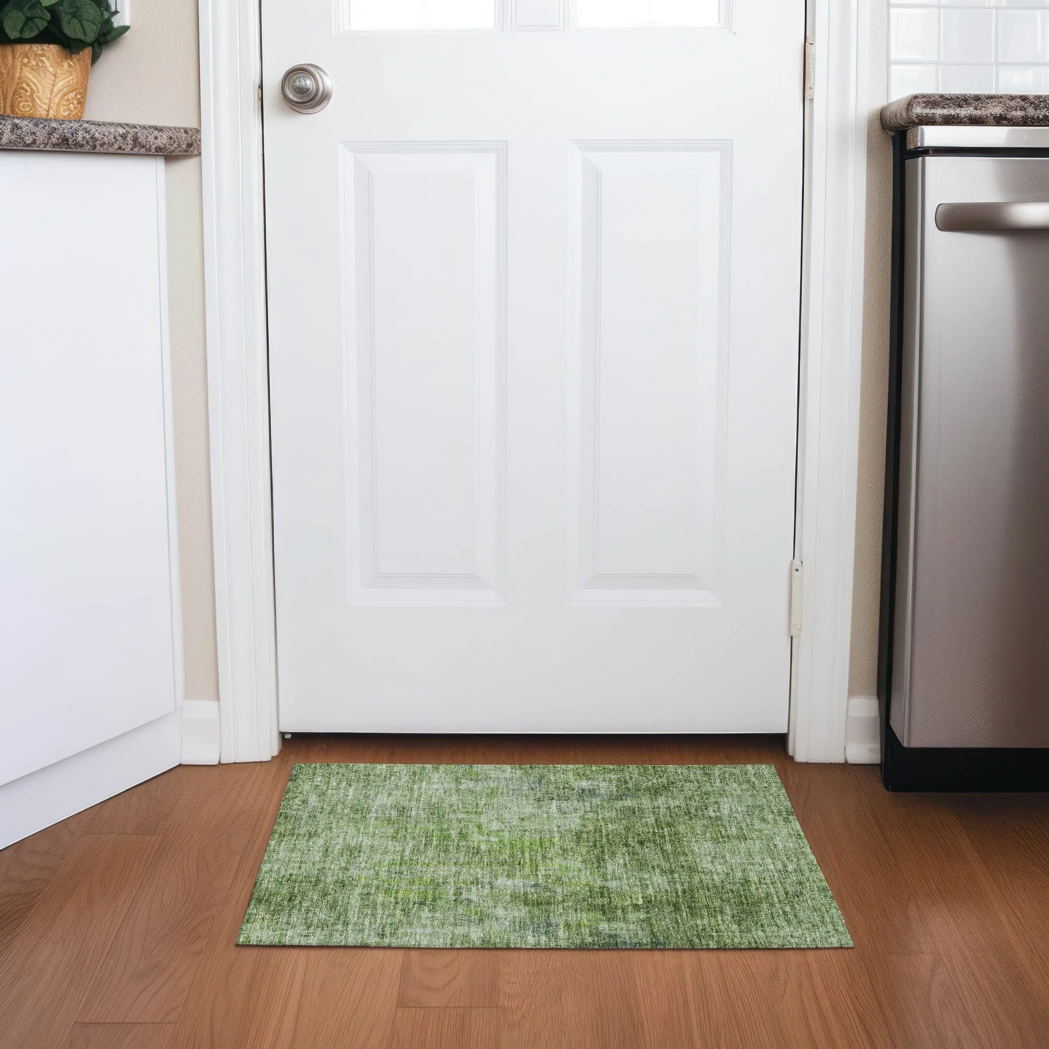 Machine Washable Indoor/ Outdoor Chantille Abstract Solid Rug