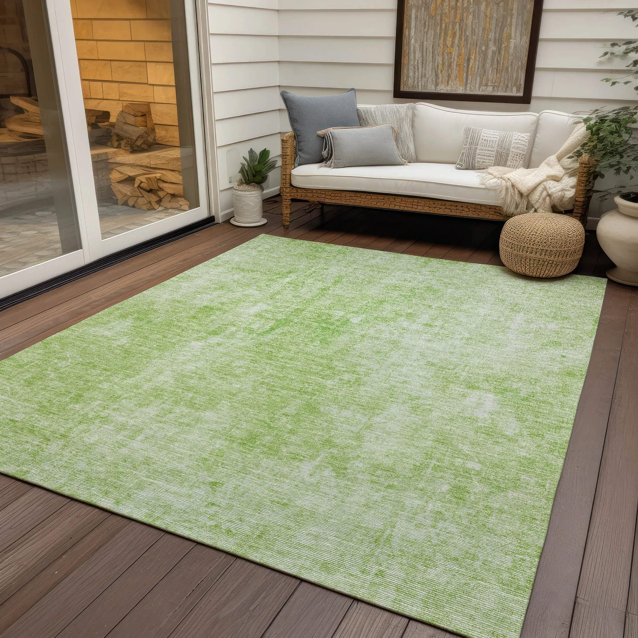 Machine Washable Indoor/ Outdoor Chantille Abstract Solid Rug