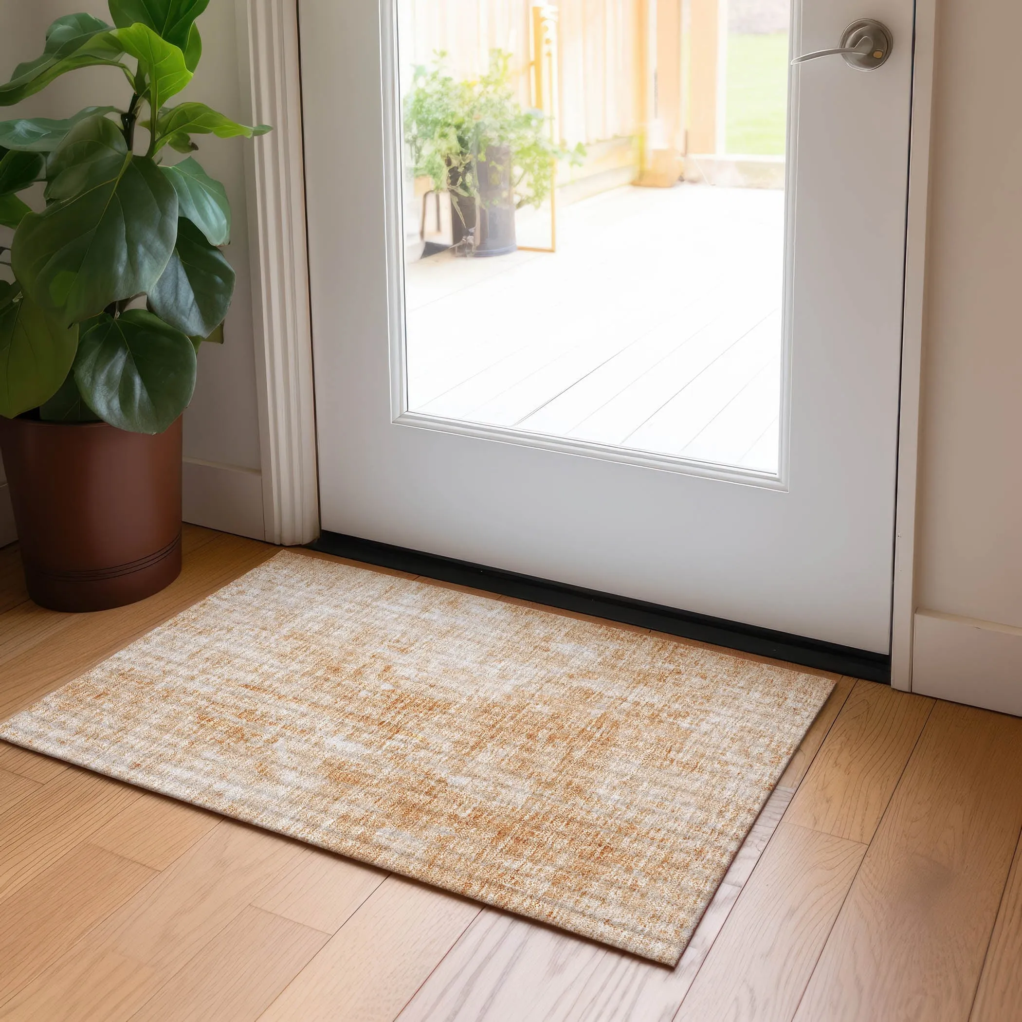 Machine Washable Indoor/ Outdoor Chantille Abstract Solid Rug