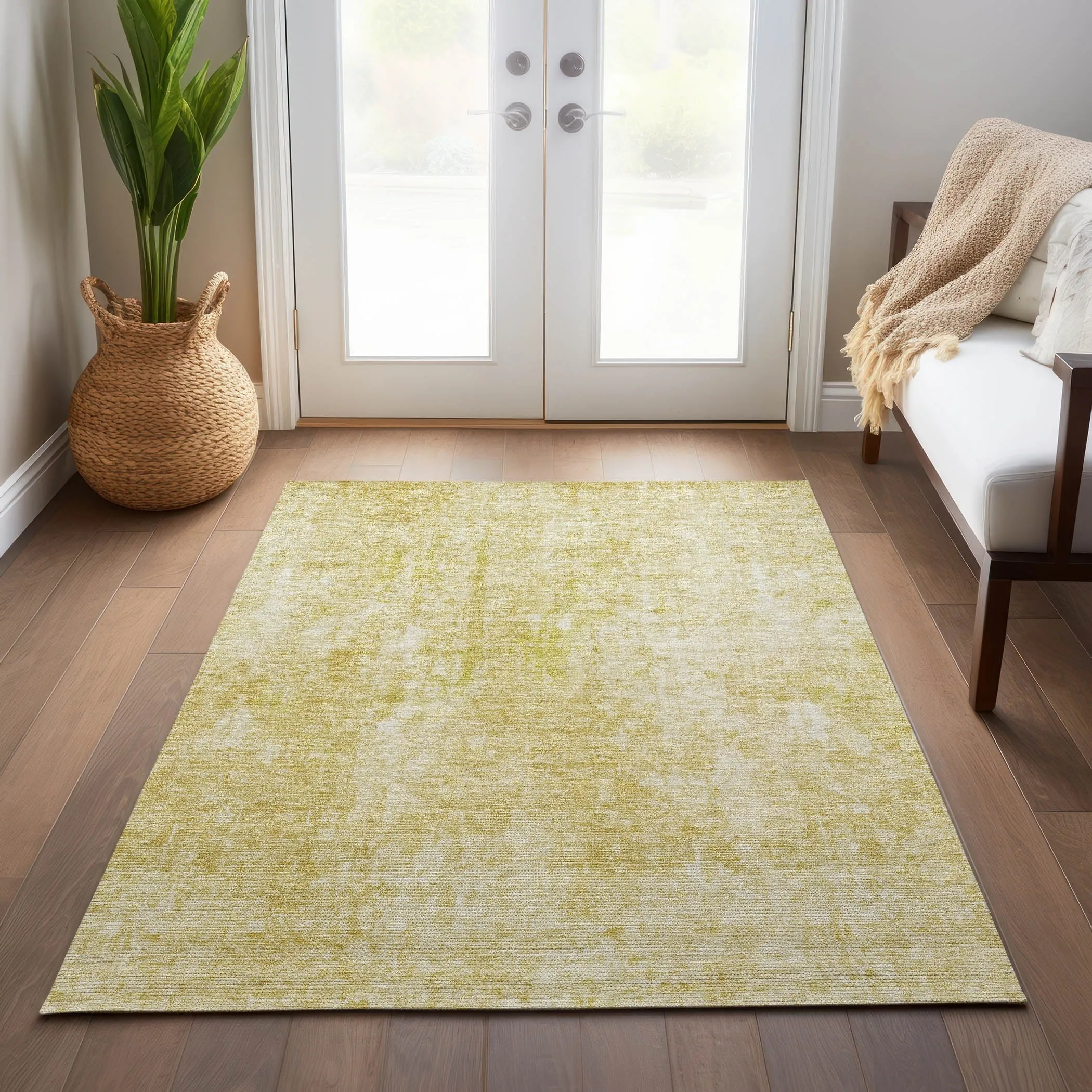 Machine Washable Indoor/ Outdoor Chantille Abstract Solid Rug