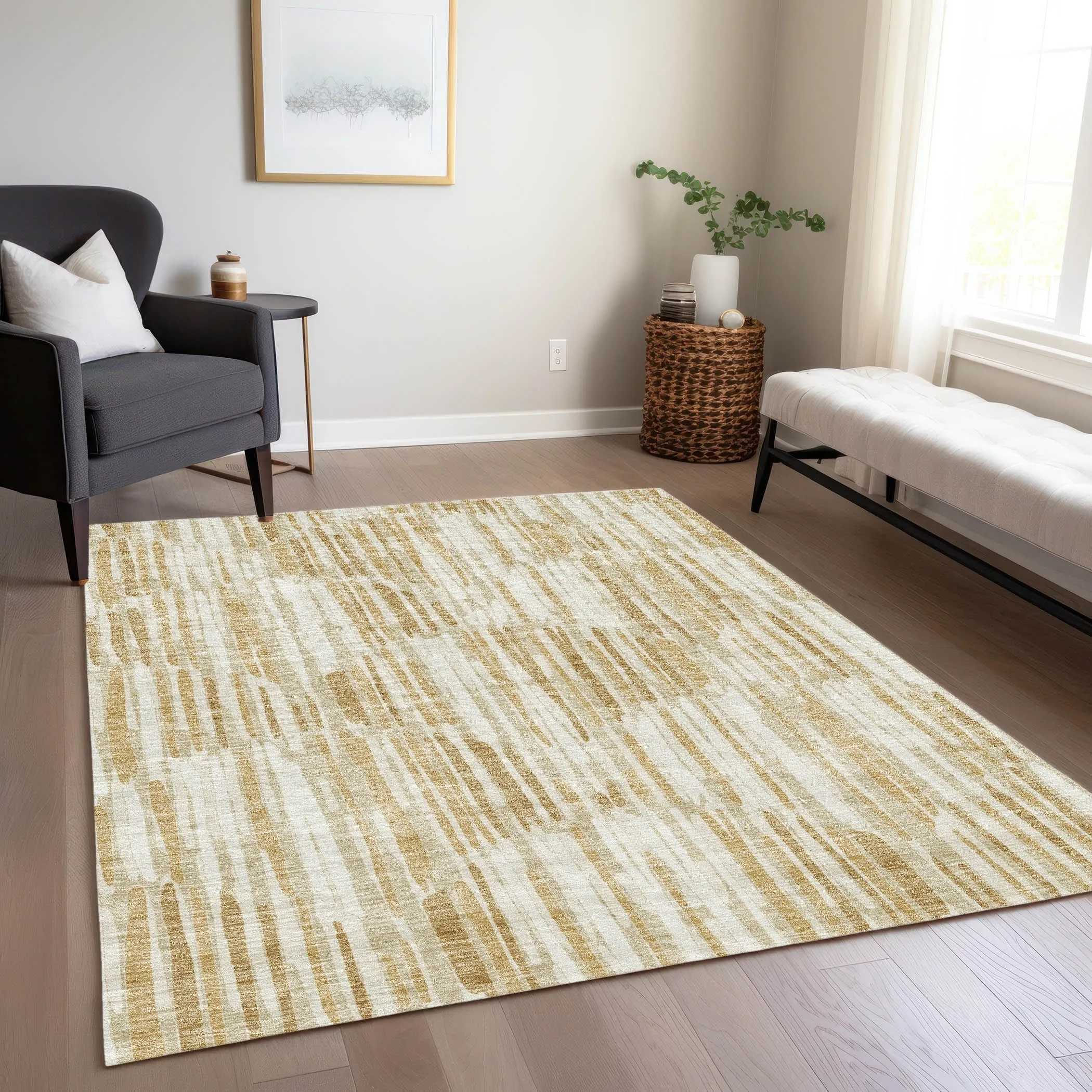 Machine Washable Indoor/ Outdoor Chantille Abstract Watercolor Rug