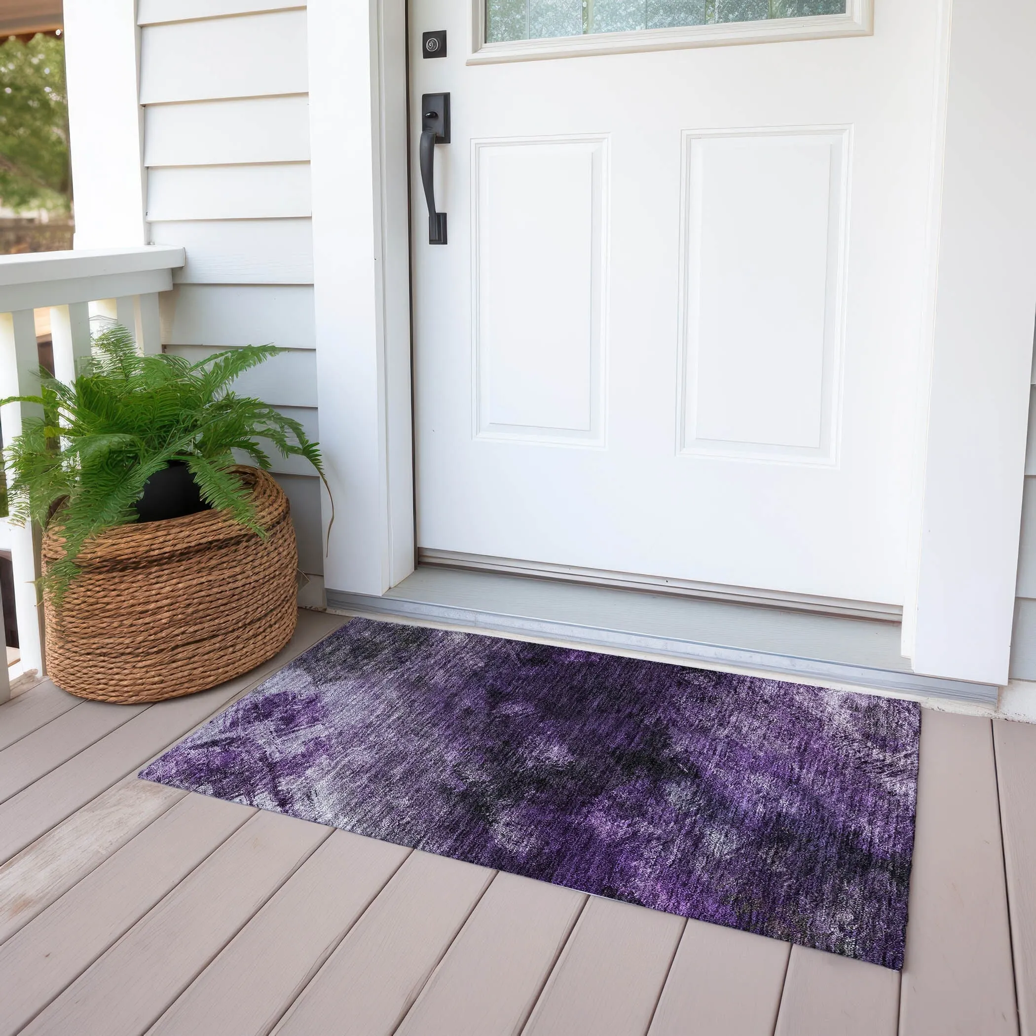 Machine Washable Indoor/ Outdoor Chantille Abstract Watercolor Rug