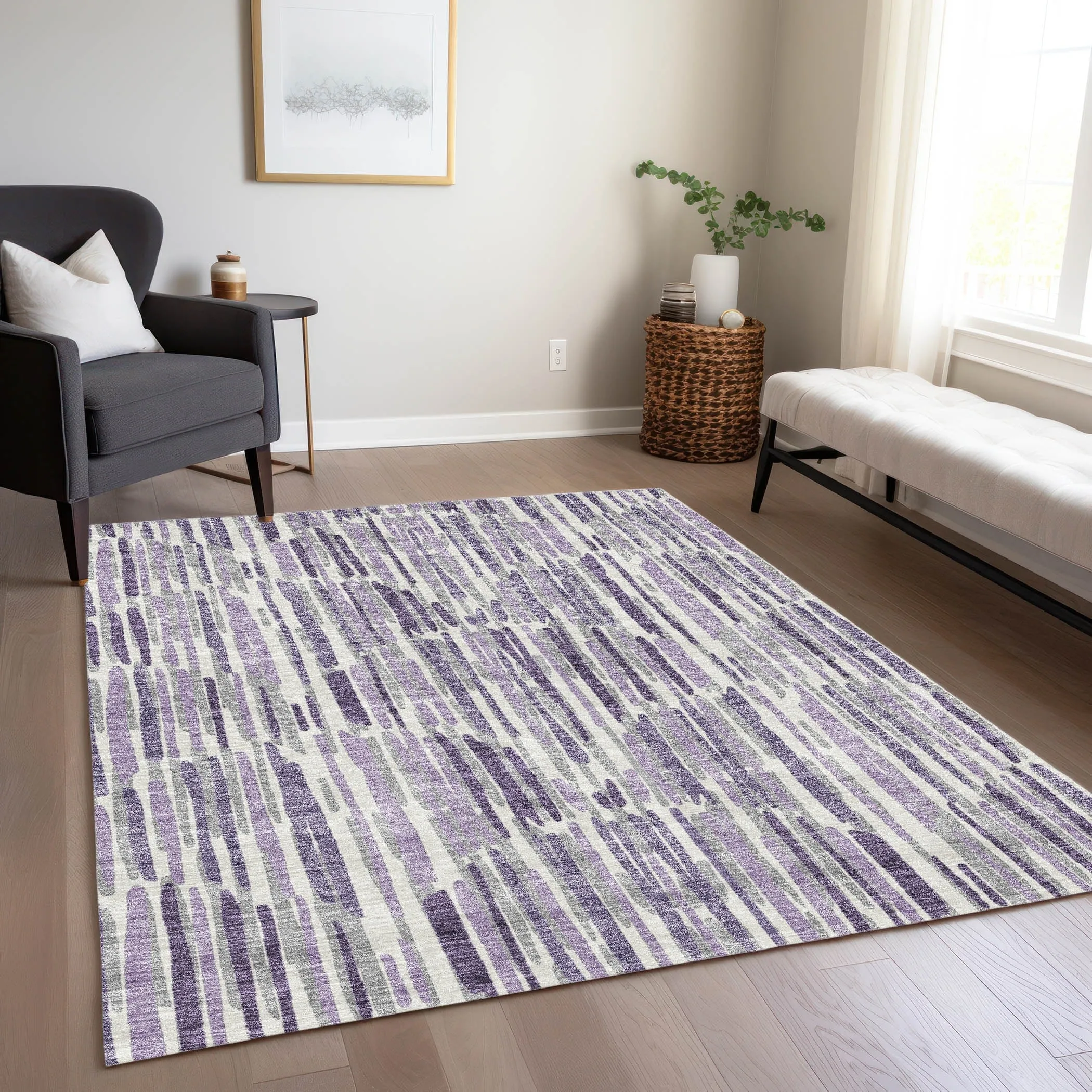 Machine Washable Indoor/ Outdoor Chantille Abstract Watercolor Rug