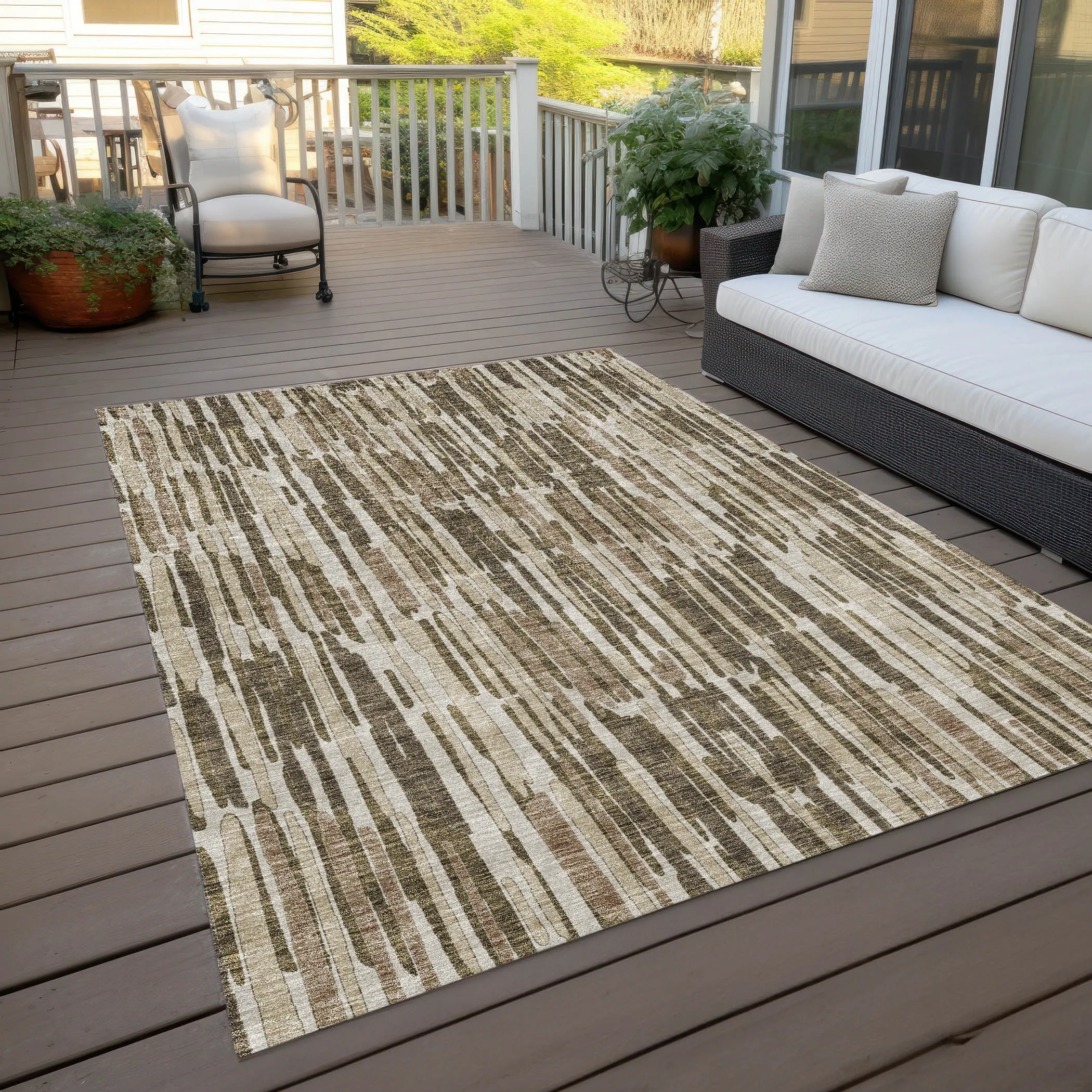 Machine Washable Indoor/ Outdoor Chantille Abstract Watercolor Rug