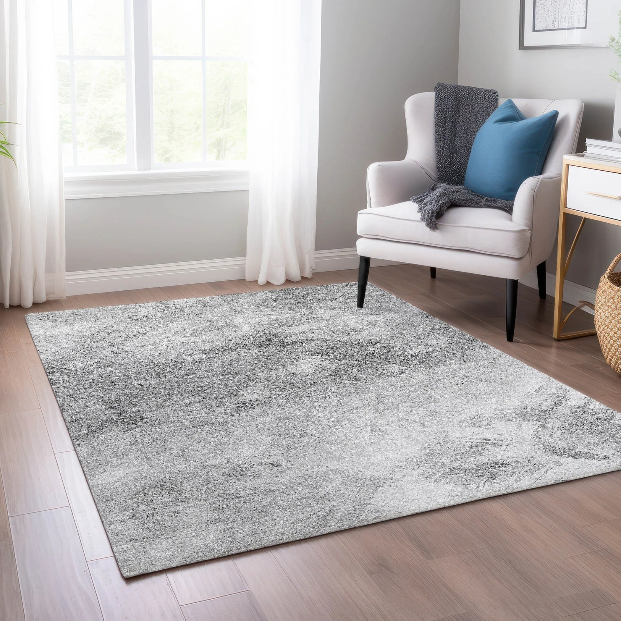 Machine Washable Indoor/ Outdoor Chantille Abstract Watercolor Rug