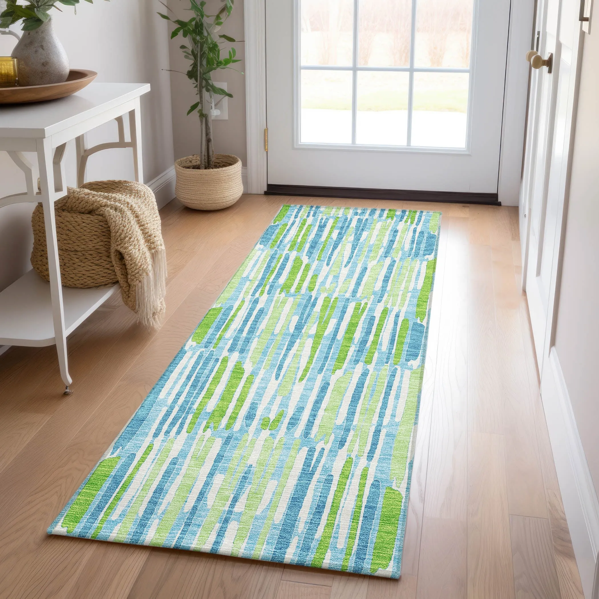 Machine Washable Indoor/ Outdoor Chantille Abstract Watercolor Rug