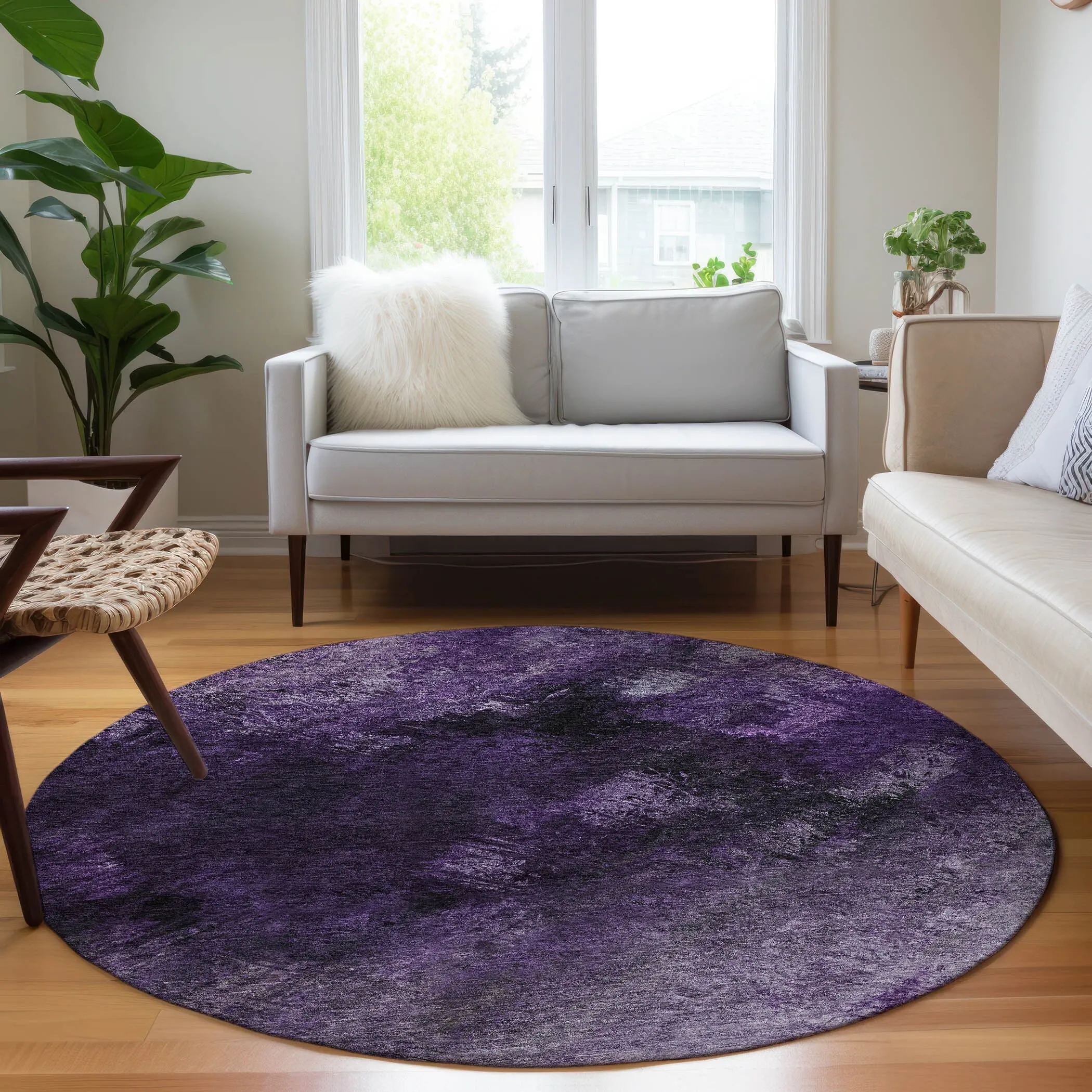 Machine Washable Indoor/ Outdoor Chantille Abstract Watercolor Rug