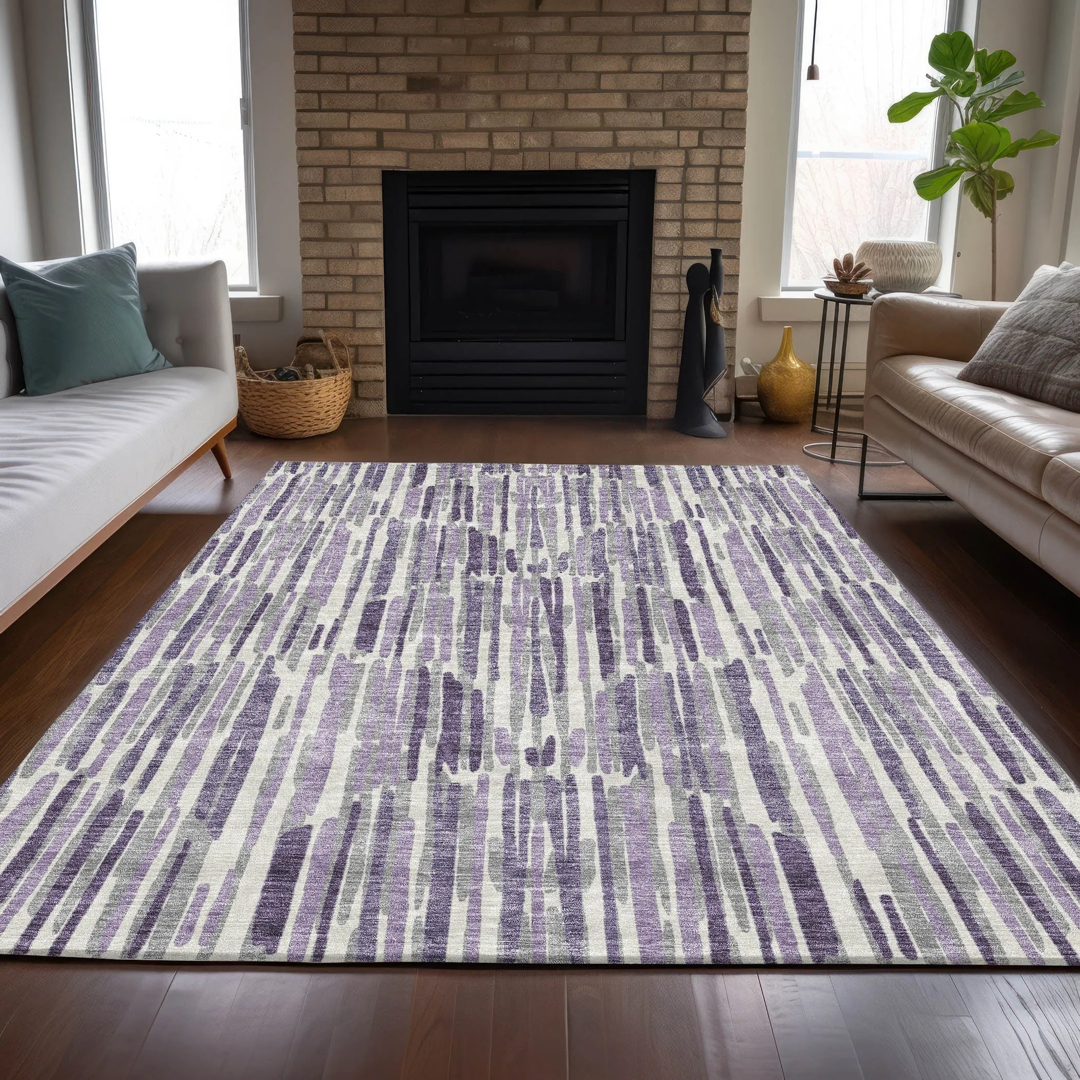 Machine Washable Indoor/ Outdoor Chantille Abstract Watercolor Rug