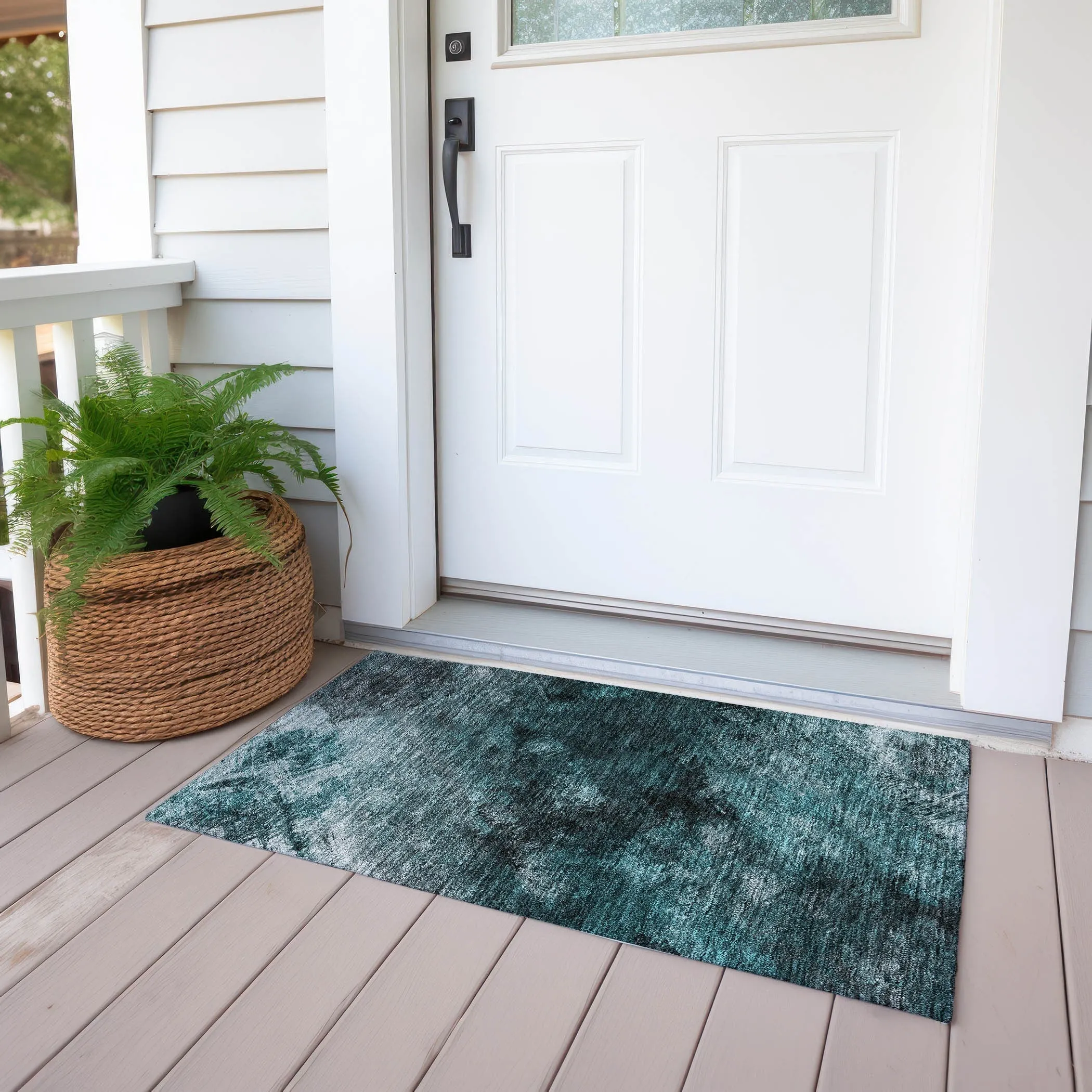 Machine Washable Indoor/ Outdoor Chantille Abstract Watercolor Rug