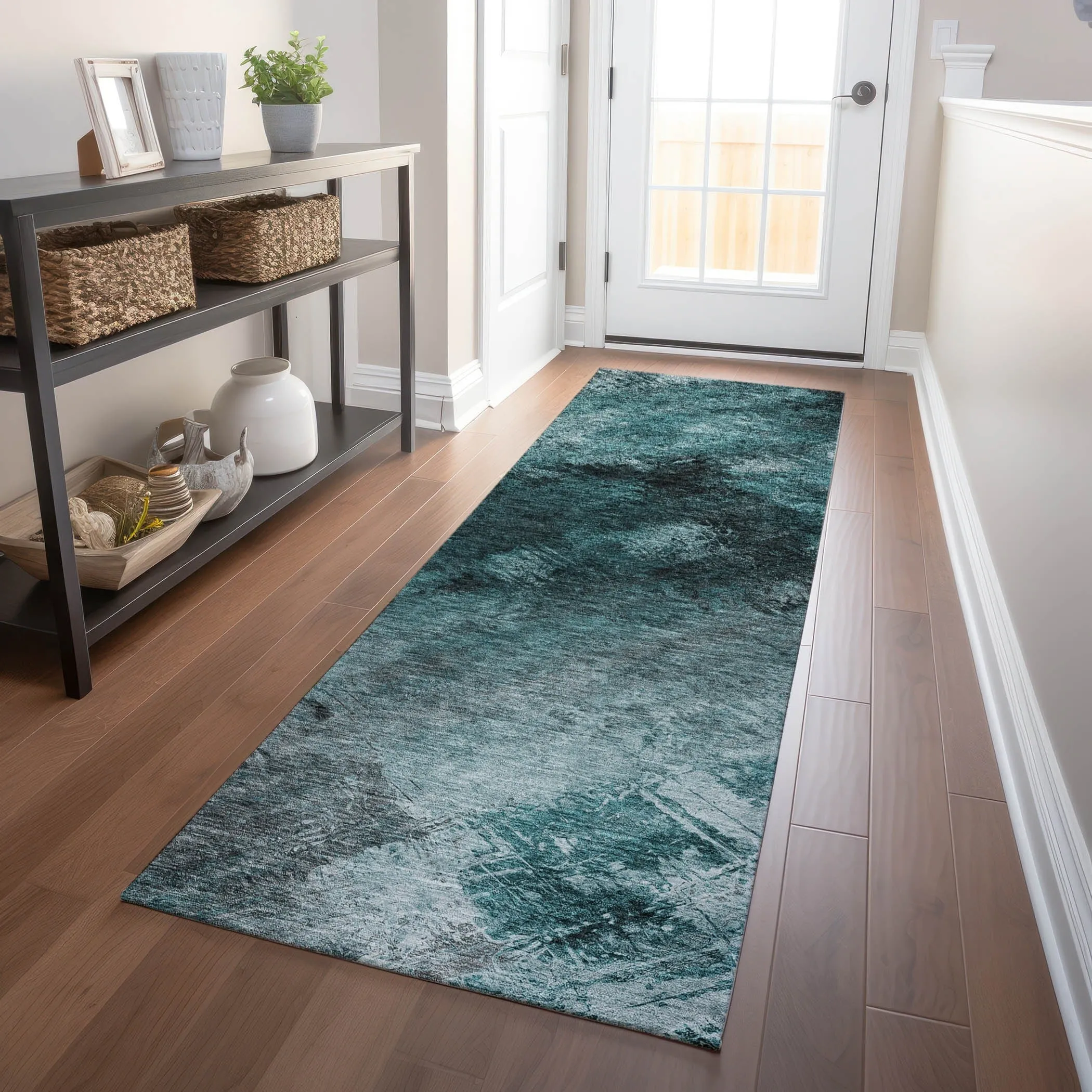 Machine Washable Indoor/ Outdoor Chantille Abstract Watercolor Rug