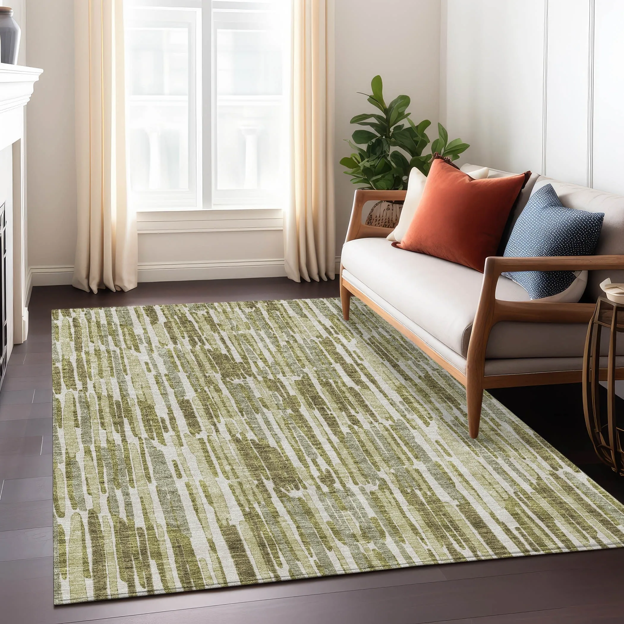 Machine Washable Indoor/ Outdoor Chantille Abstract Watercolor Rug